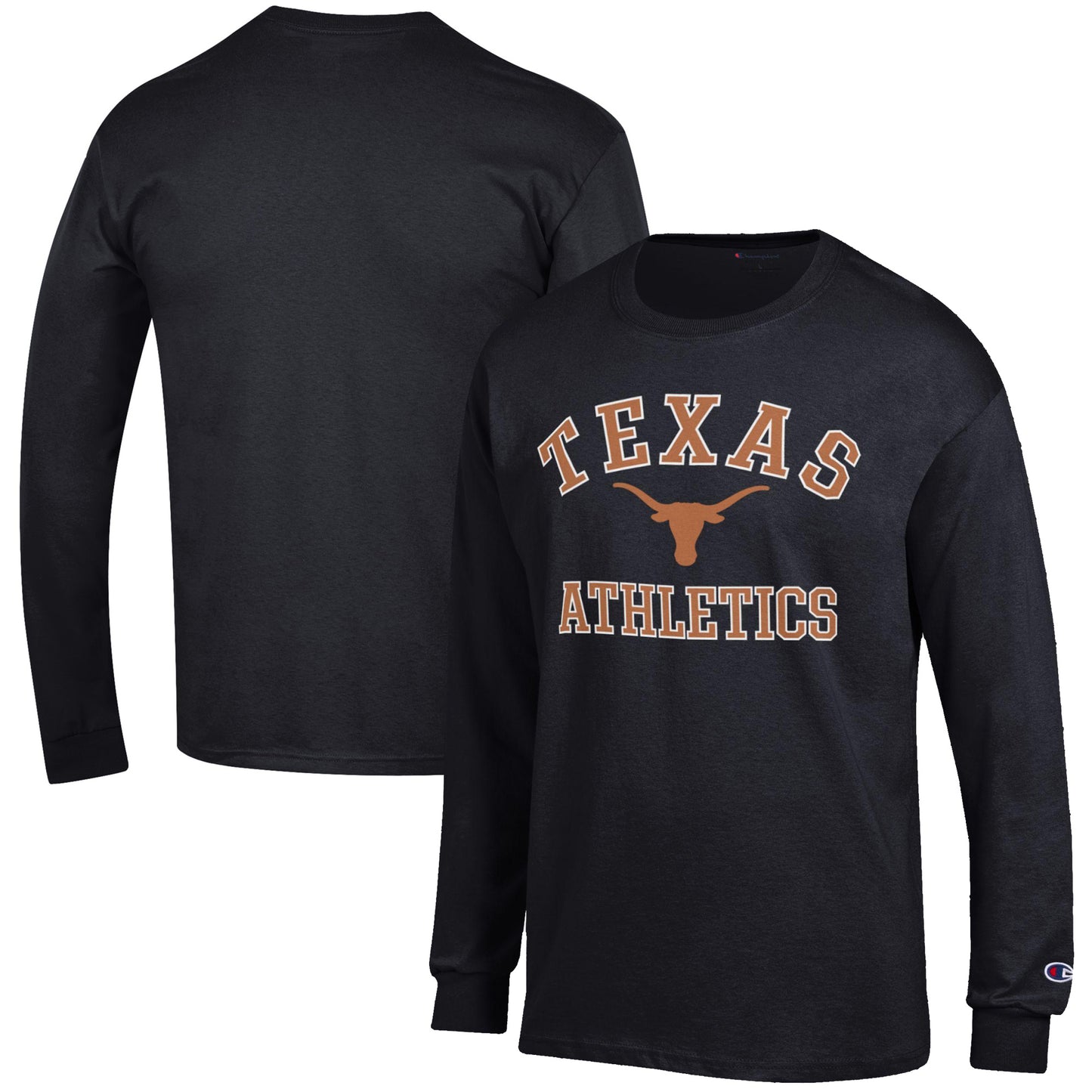 Men's Champion Black Texas Longhorns Athletics Logo Long Sleeve T-Shirt