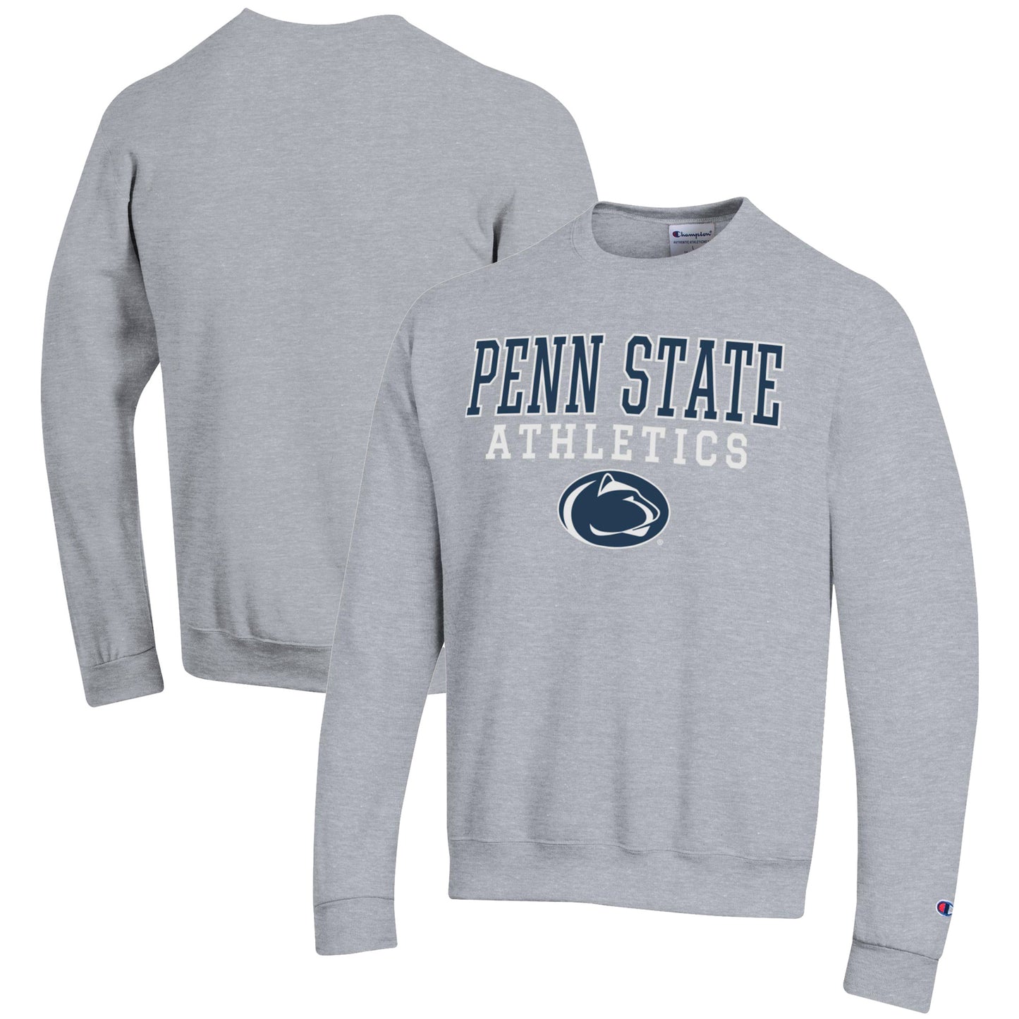 Men's Champion Gray Penn State Nittany Lions Athletics Logo Stack Pullover Sweatshirt