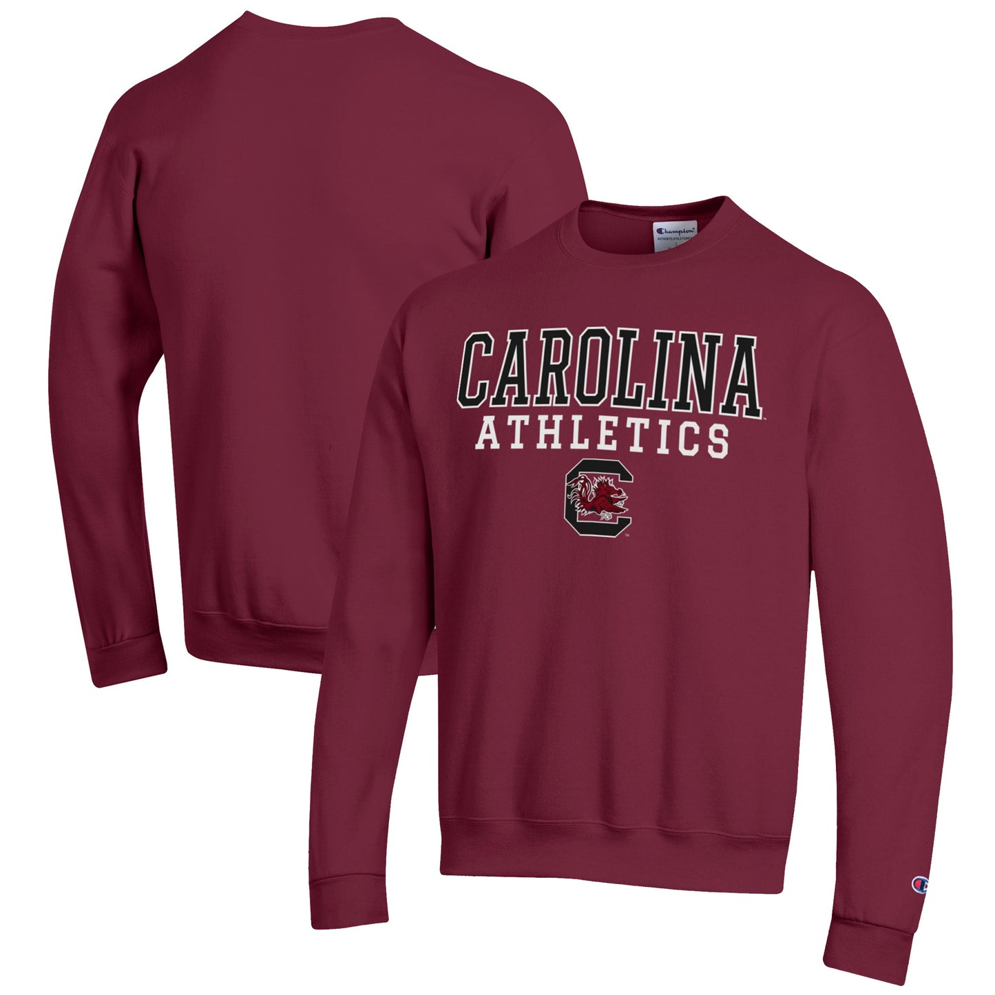 Men's Champion Garnet South Carolina Gamecocks Athletics Logo Stack Pullover Sweatshirt