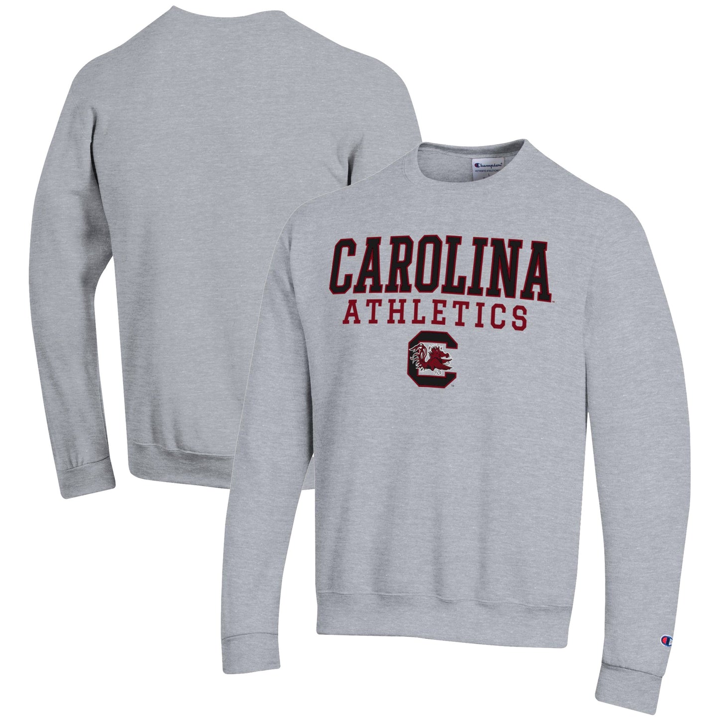 Men's Champion Gray South Carolina Gamecocks Athletics Logo Stack Pullover Sweatshirt