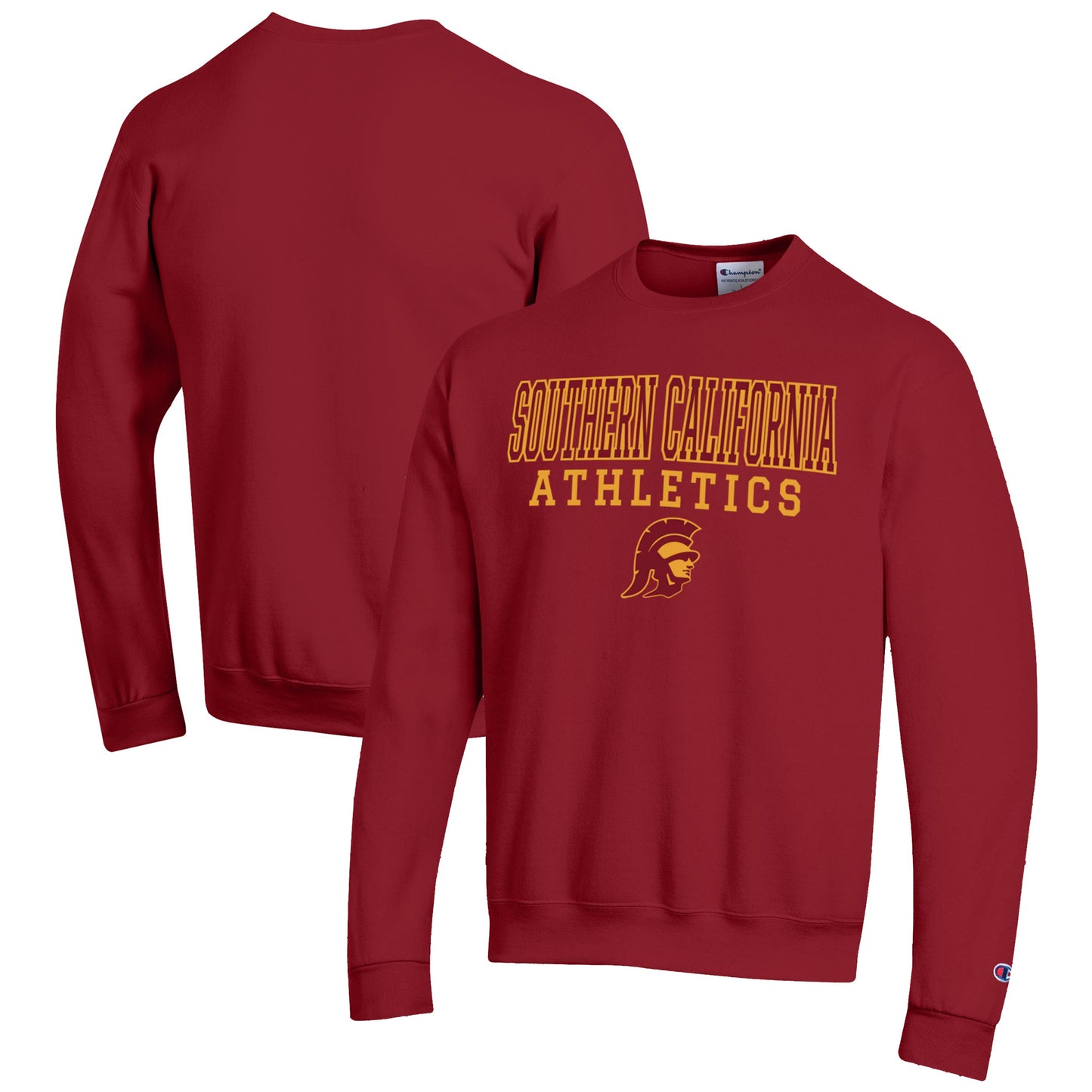 Men's Champion Cardinal USC Trojans Athletics Logo Stack Pullover Sweatshirt
