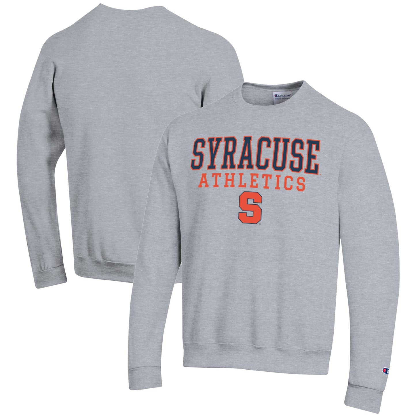Men's Champion Gray Syracuse Orange Athletics Logo Stack Pullover Sweatshirt
