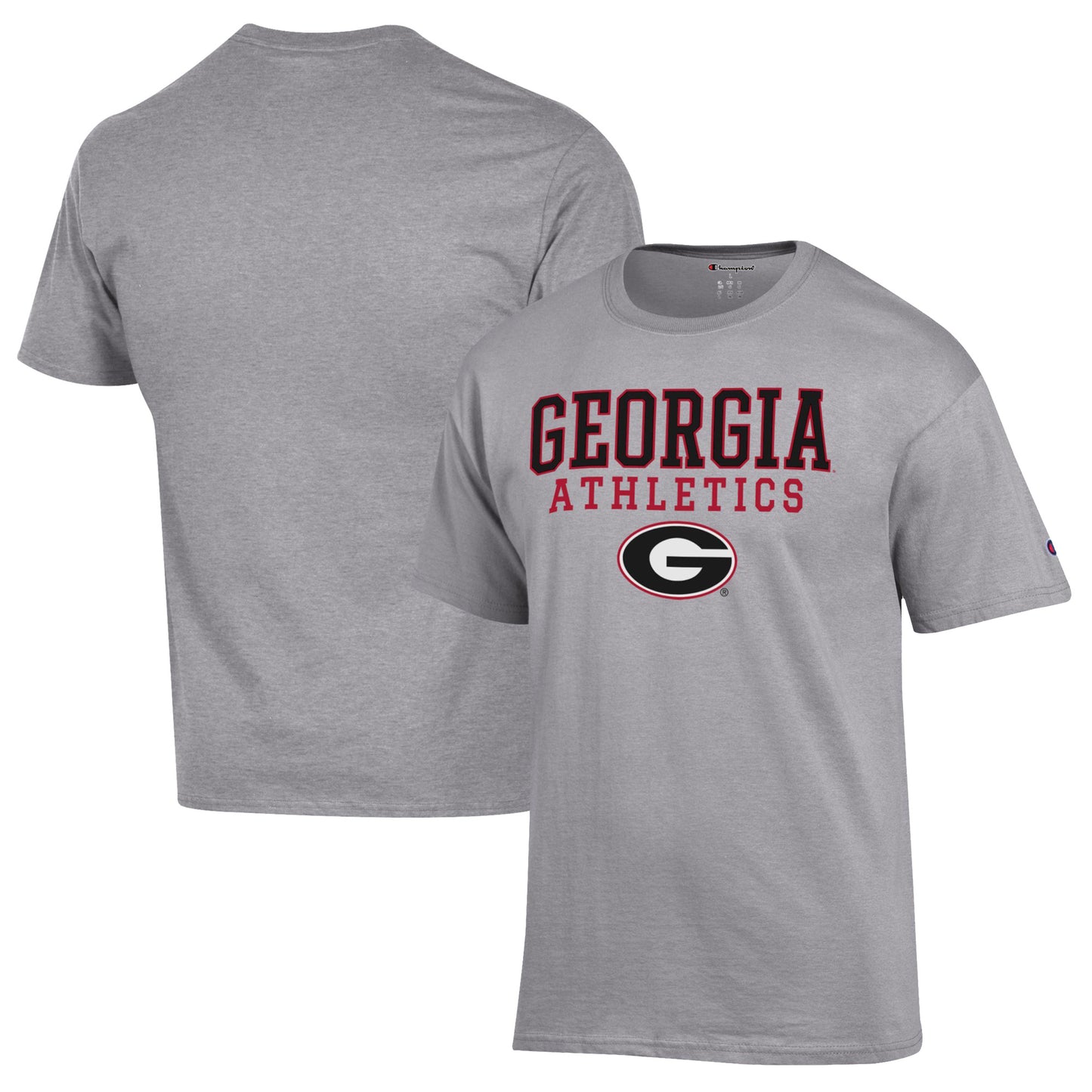 Men's Champion Gray Georgia Bulldogs Athletics Logo Stack T-Shirt