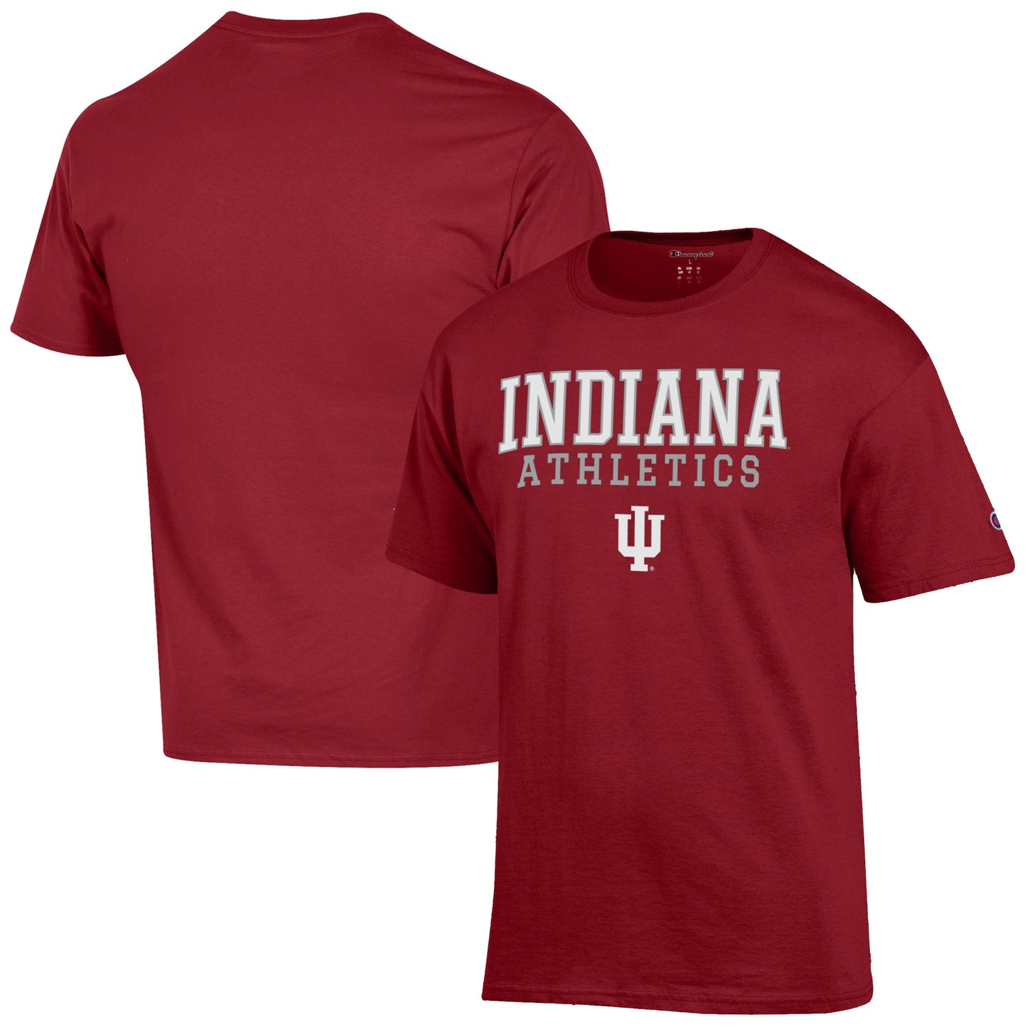 Men's Champion Crimson Indiana Hoosiers Athletics Logo Stack T-Shirt