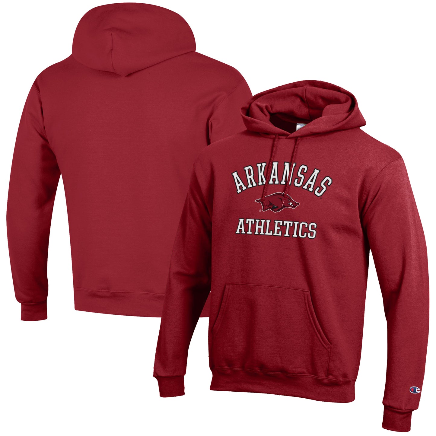 Men's Champion Cardinal Arkansas Razorbacks Athletics Logo Pullover Hoodie