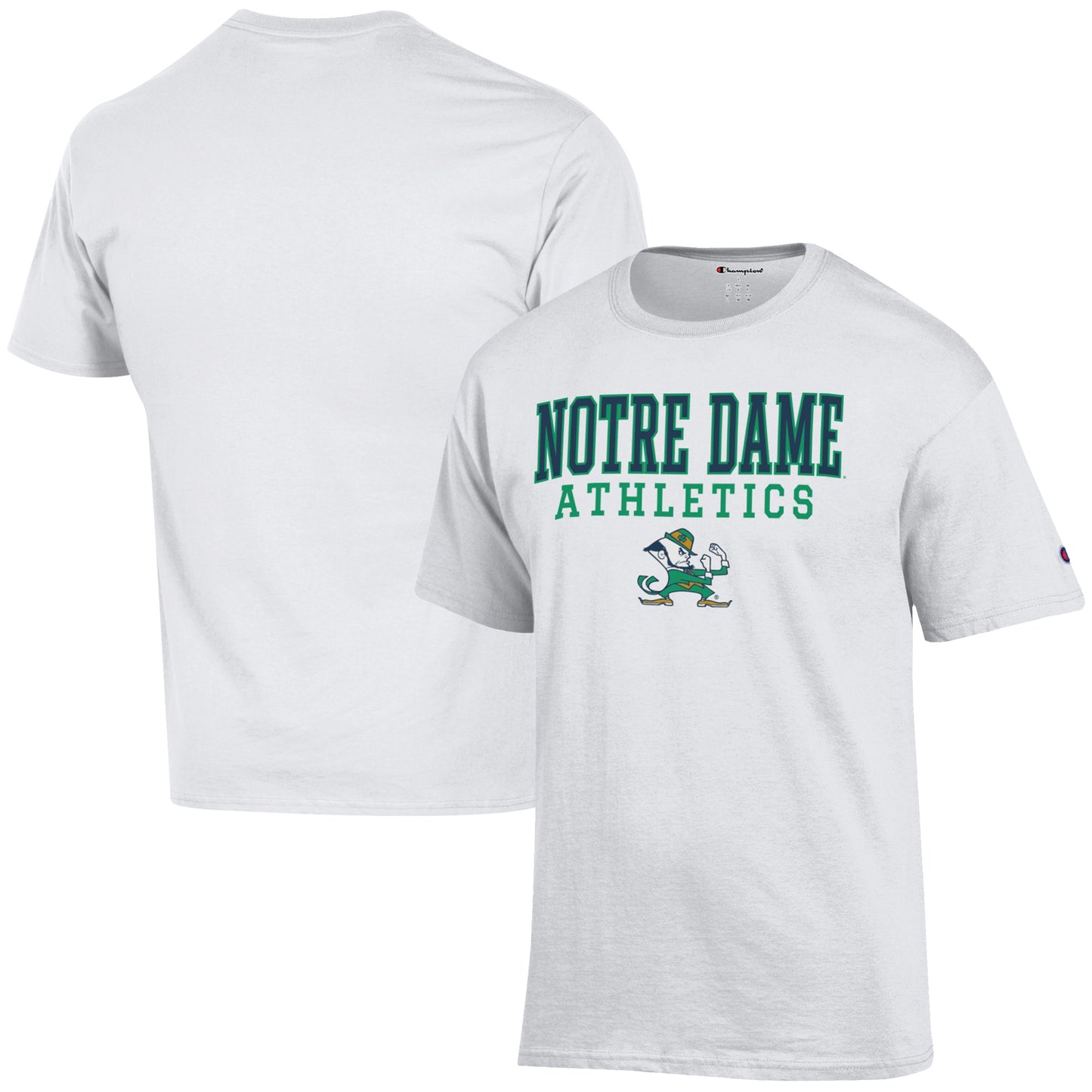Men's Champion White Notre Dame Fighting Irish Athletics Logo Stack T-Shirt