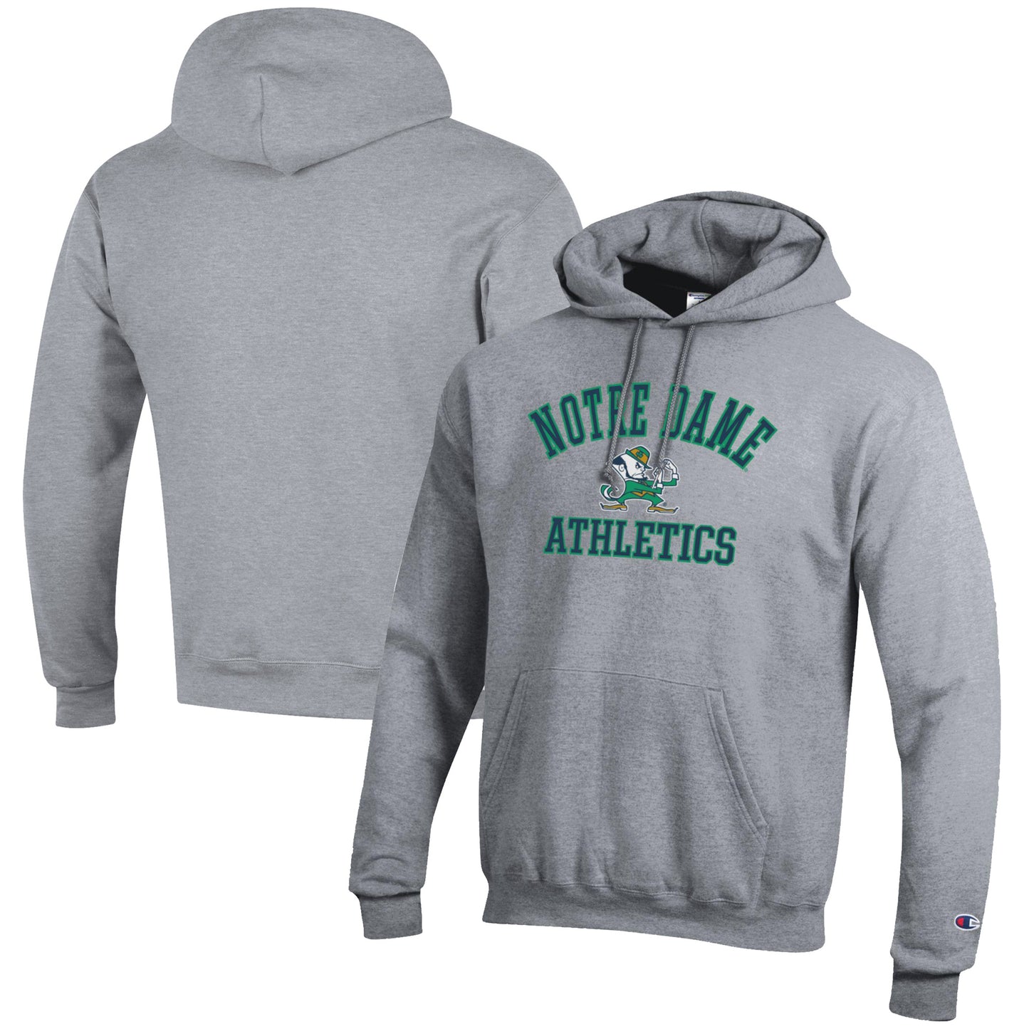 Men's Champion Gray Notre Dame Fighting Irish Athletics Logo Pullover Hoodie