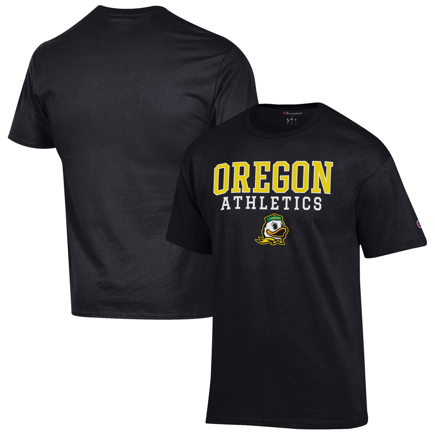 Men's Champion Black Oregon Ducks Athletics Logo Stack T-Shirt