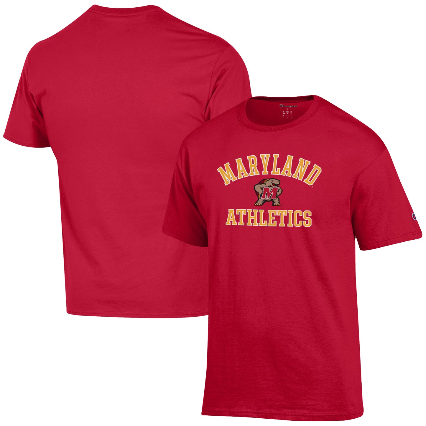 Men's Champion Red Maryland Terrapins Athletics Logo T-Shirt