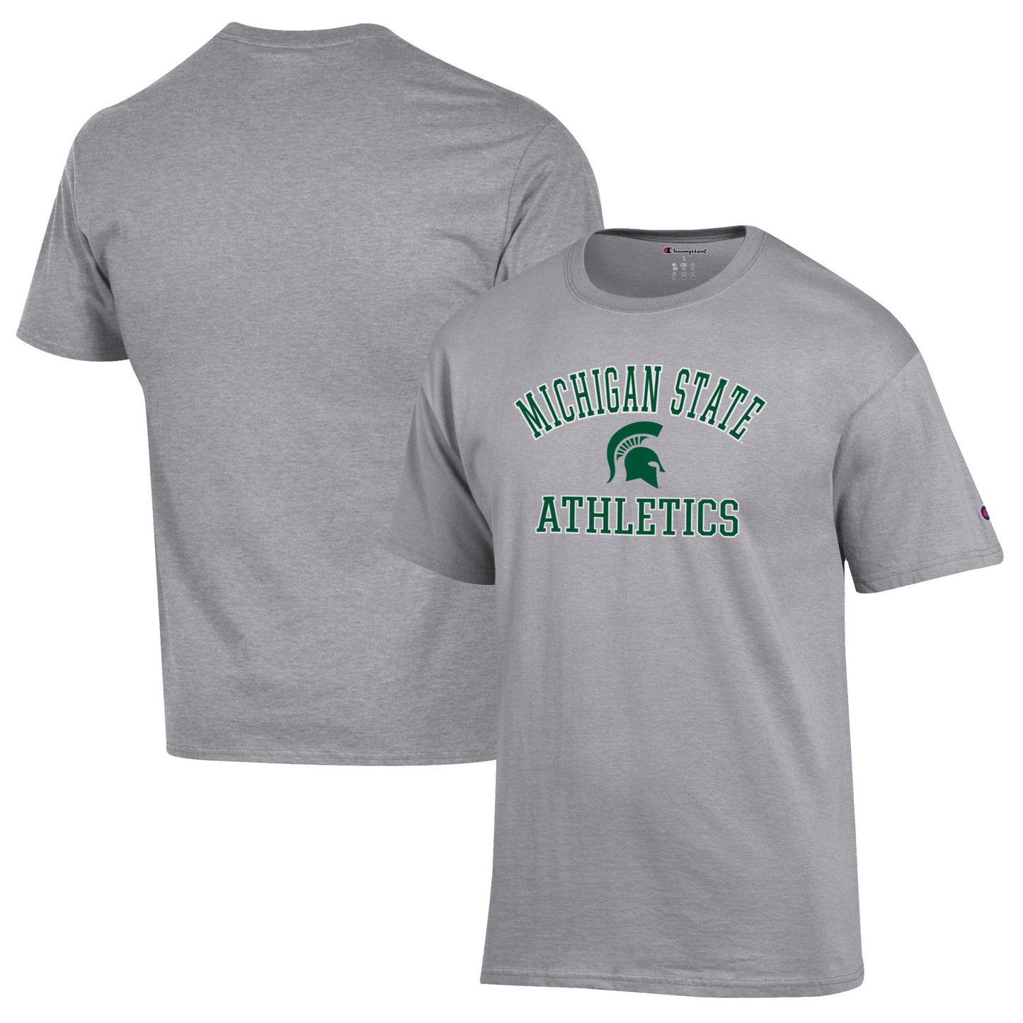 Men's Champion Gray Michigan State Spartans Athletics Logo T-Shirt