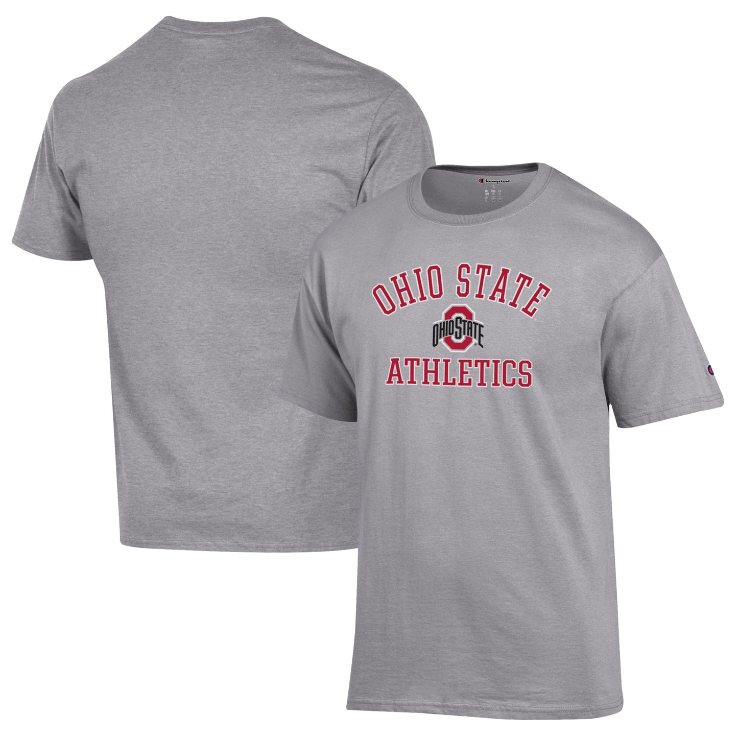 Men's Champion Gray Ohio State Buckeyes Athletics Logo T-Shirt