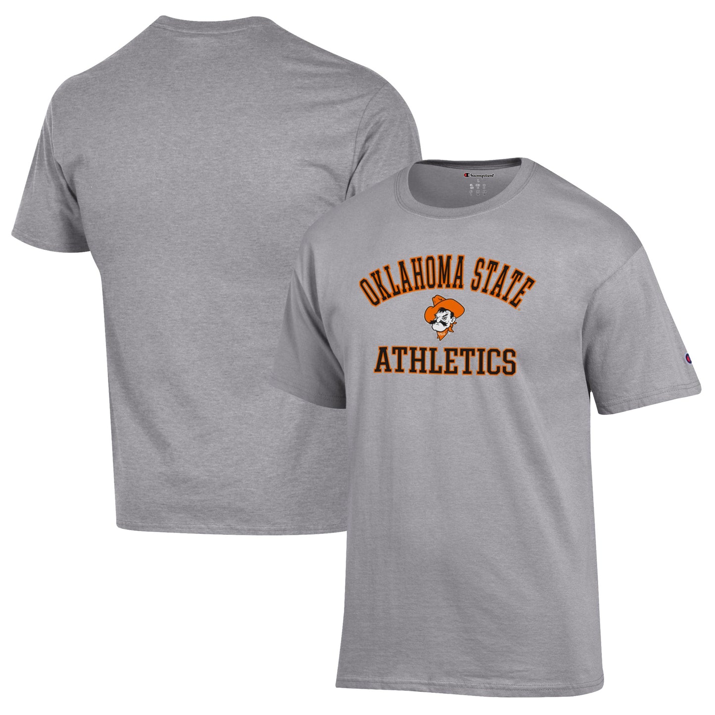 Men's Champion Gray Oklahoma State Cowboys Athletics Logo T-Shirt