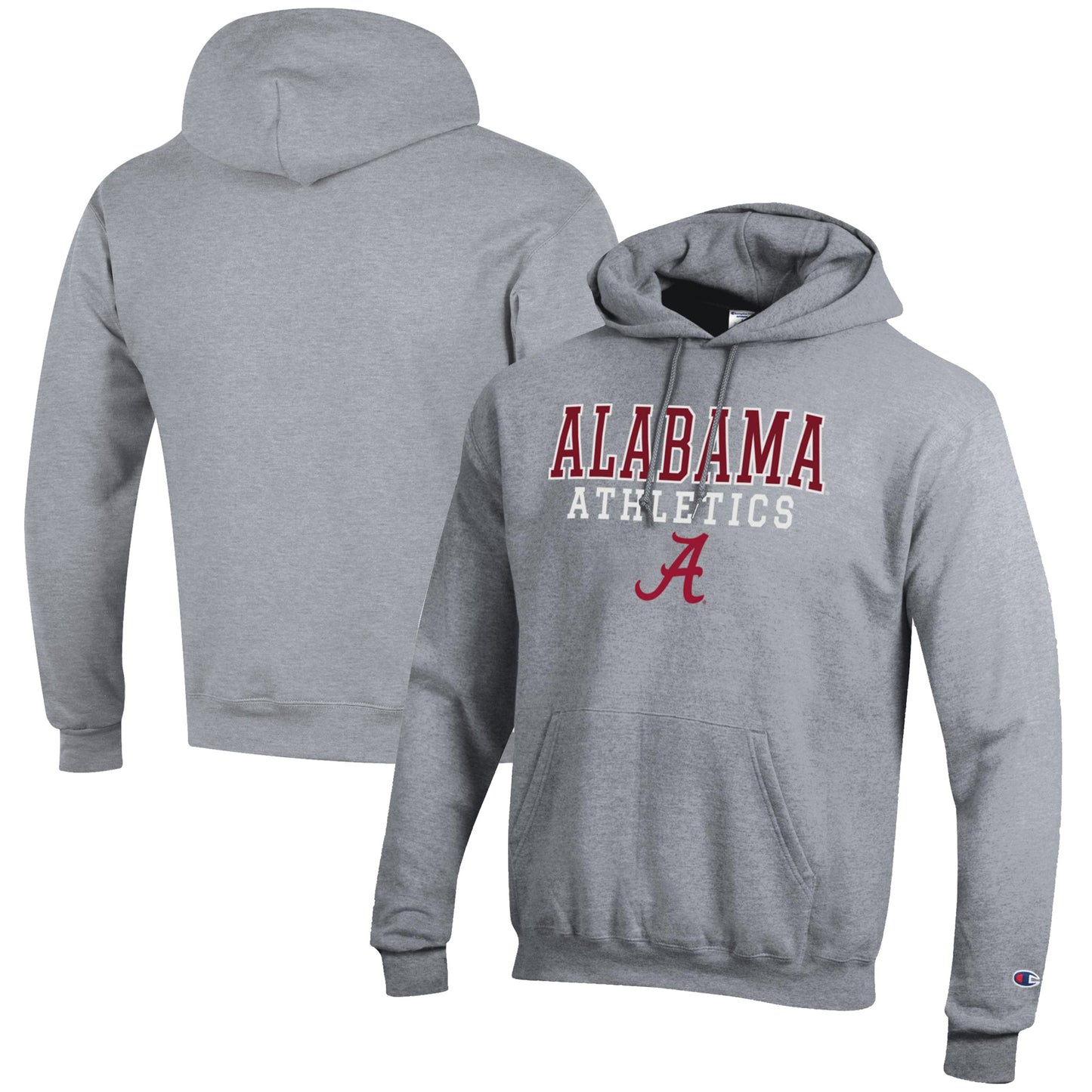 Men's Champion Gray Alabama Crimson Tide Athletics Logo Stack Pullover Hoodie