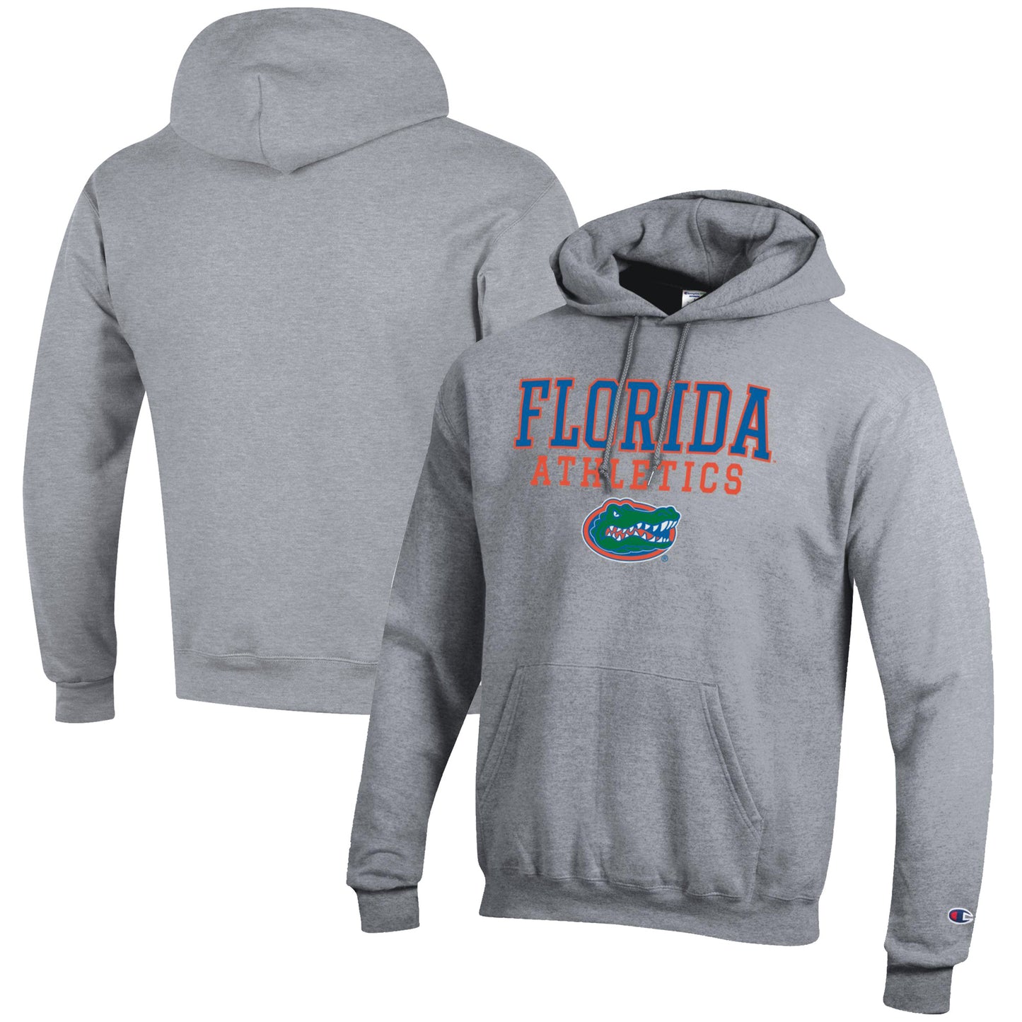 Men's Champion Gray Florida Gators Athletics Logo Stack Pullover Hoodie