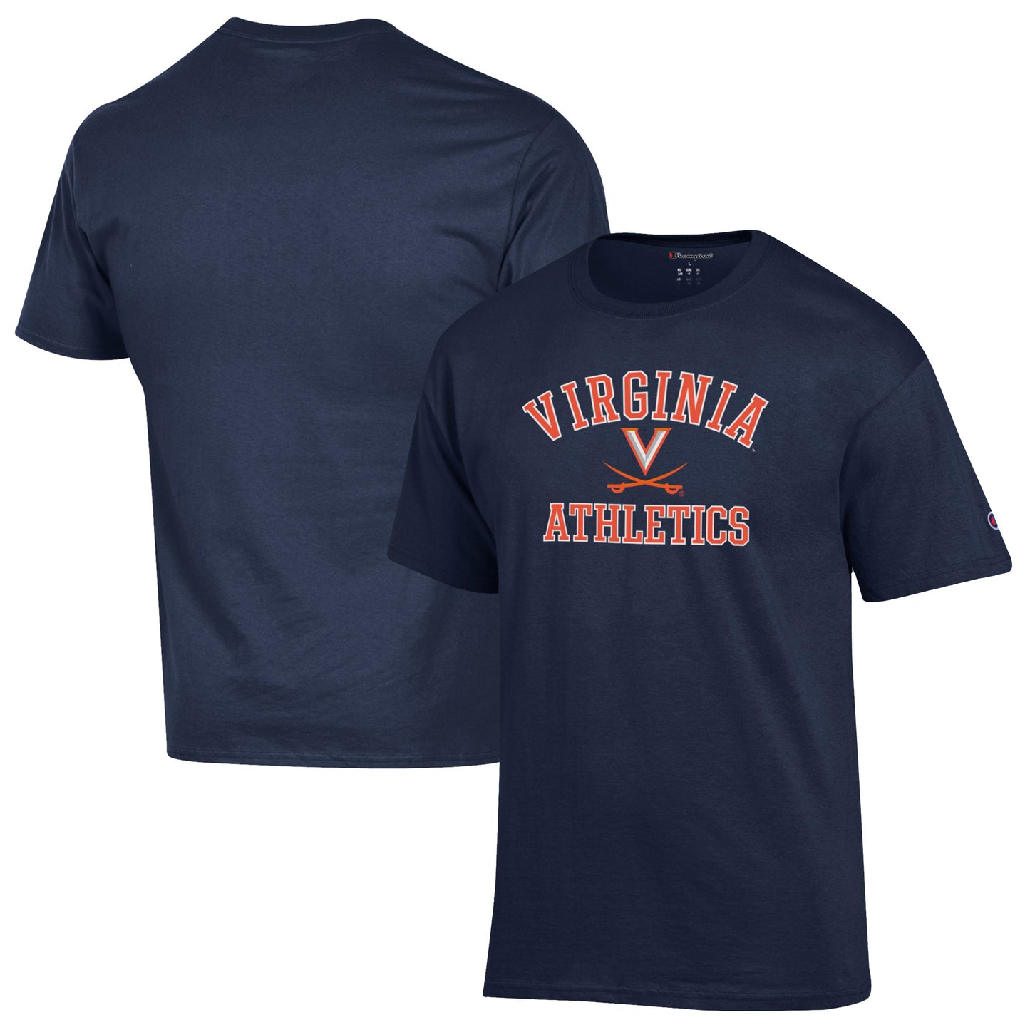 Men's Champion Navy Virginia Cavaliers Athletics Logo T-Shirt
