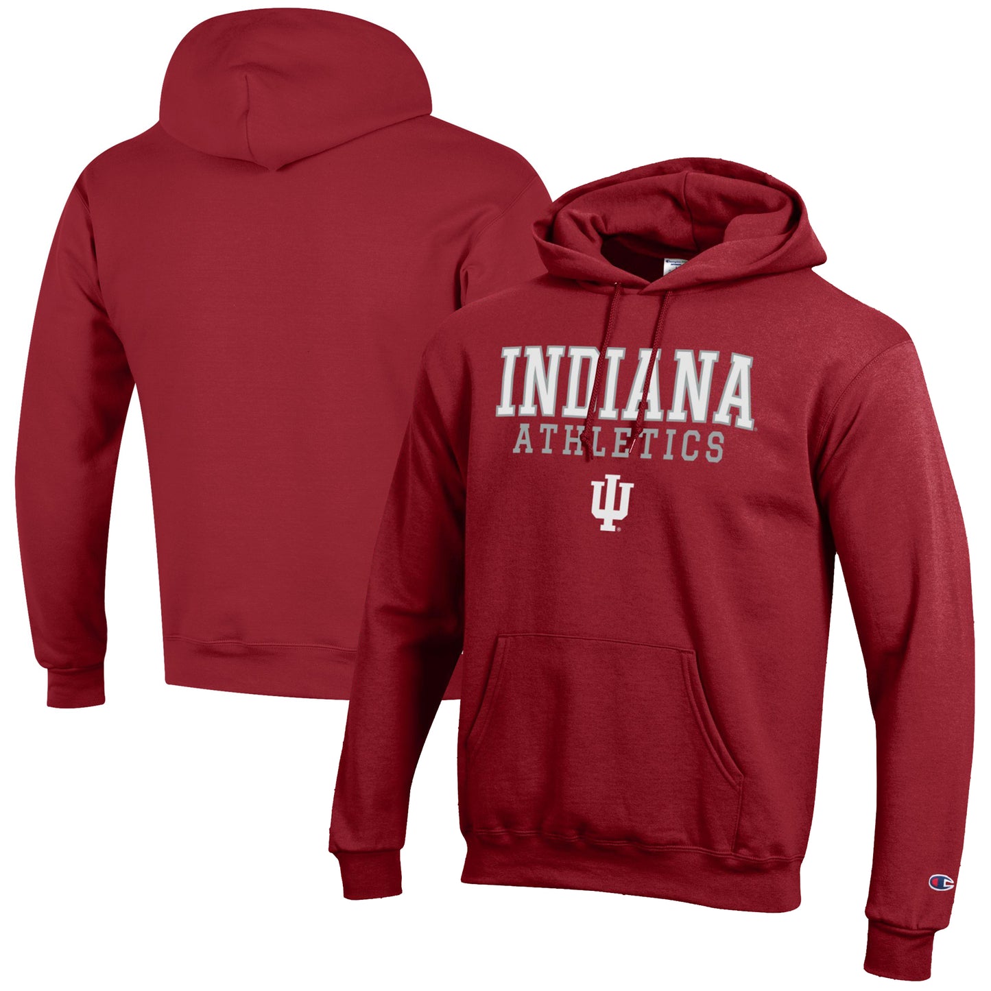Men's Champion Crimson Indiana Hoosiers Athletics Logo Stack Pullover Hoodie