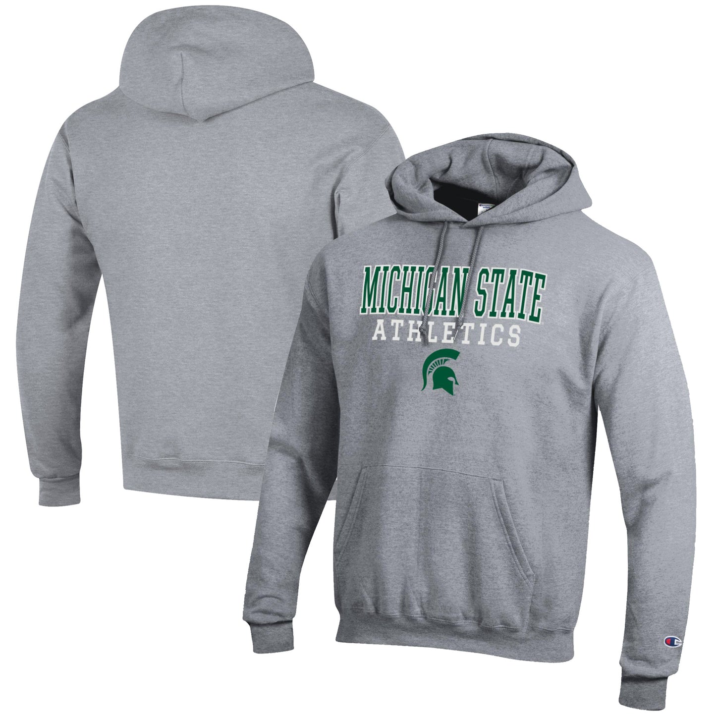 Men's Champion Gray Michigan State Spartans Athletics Logo Stack Pullover Hoodie