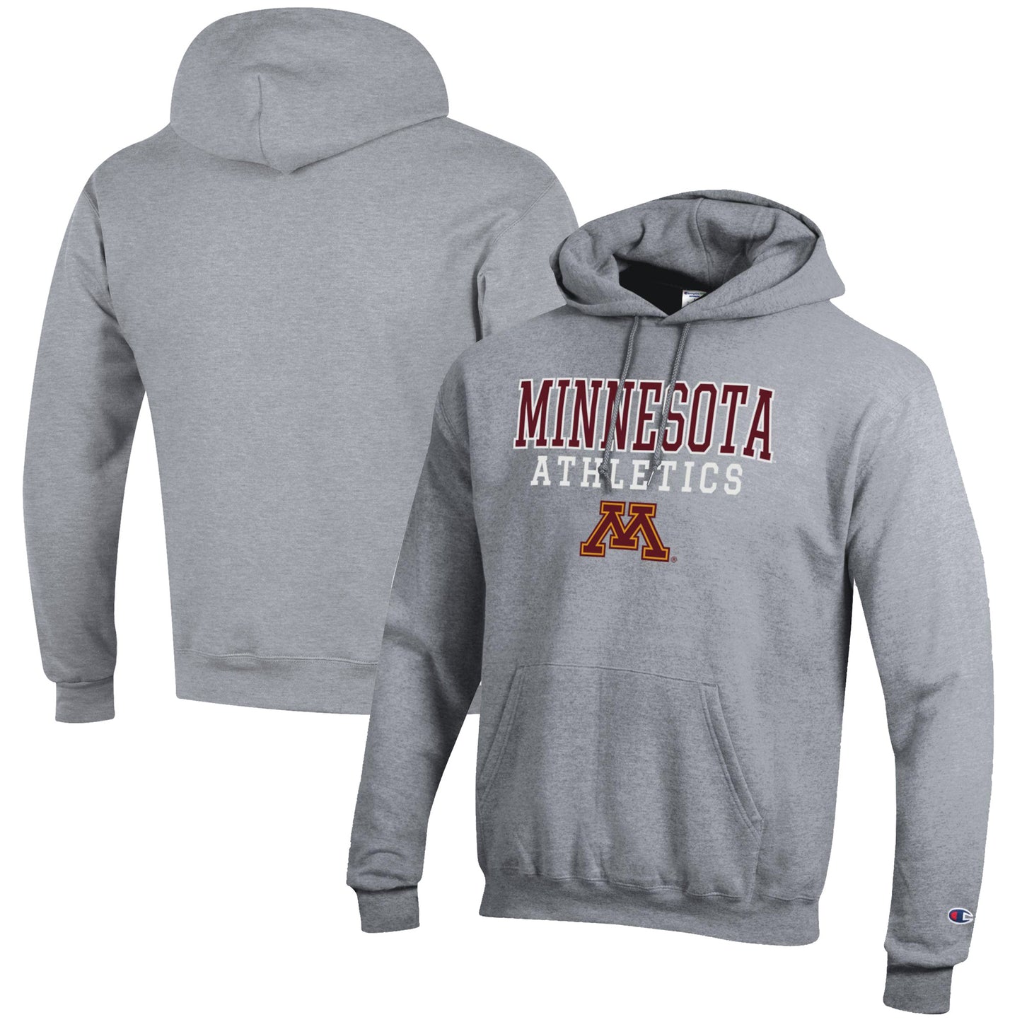 Men's Champion Gray Minnesota Golden Gophers Athletics Logo Stack Pullover Hoodie