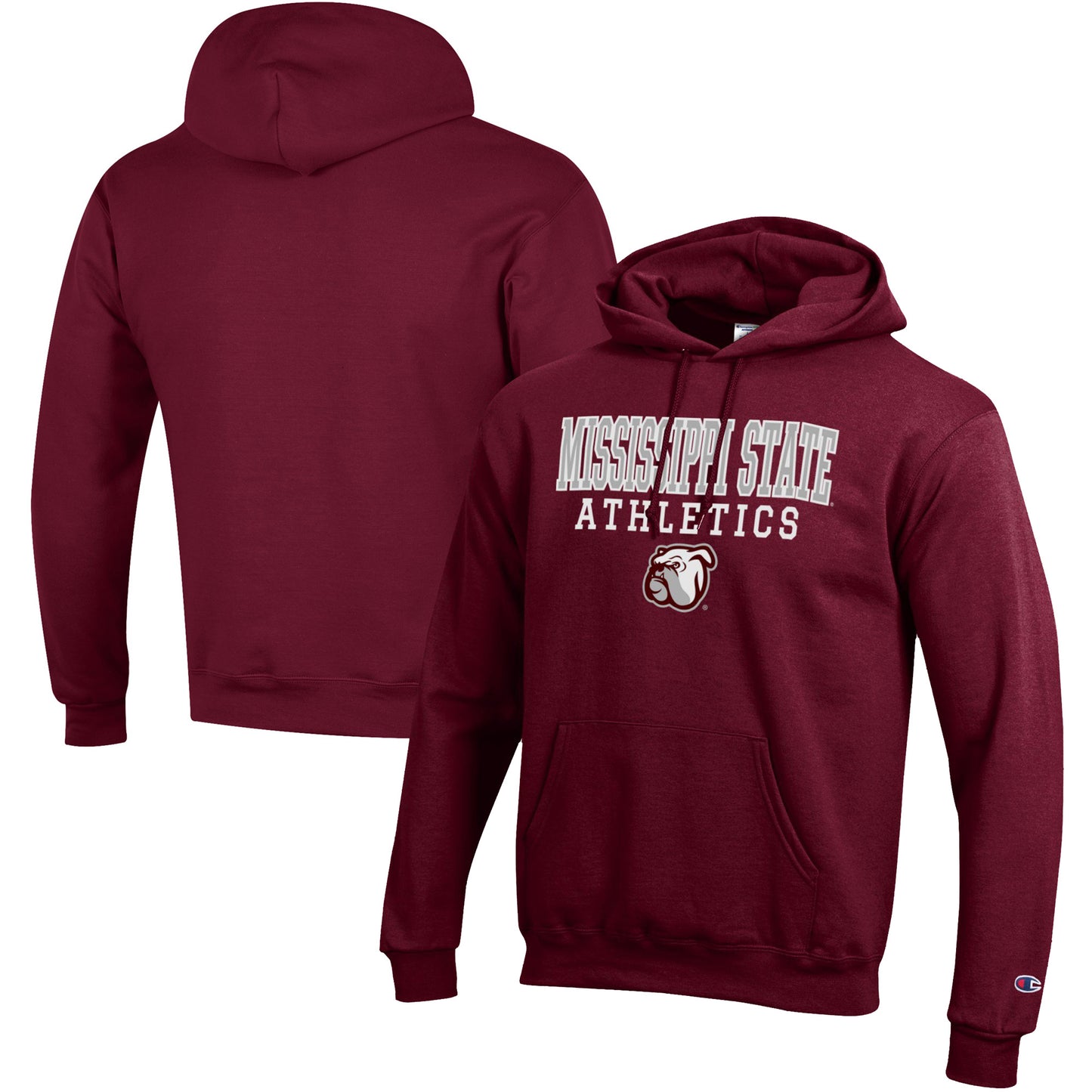 Men's Champion Maroon Mississippi State Bulldogs Athletics Logo Stack Pullover Hoodie