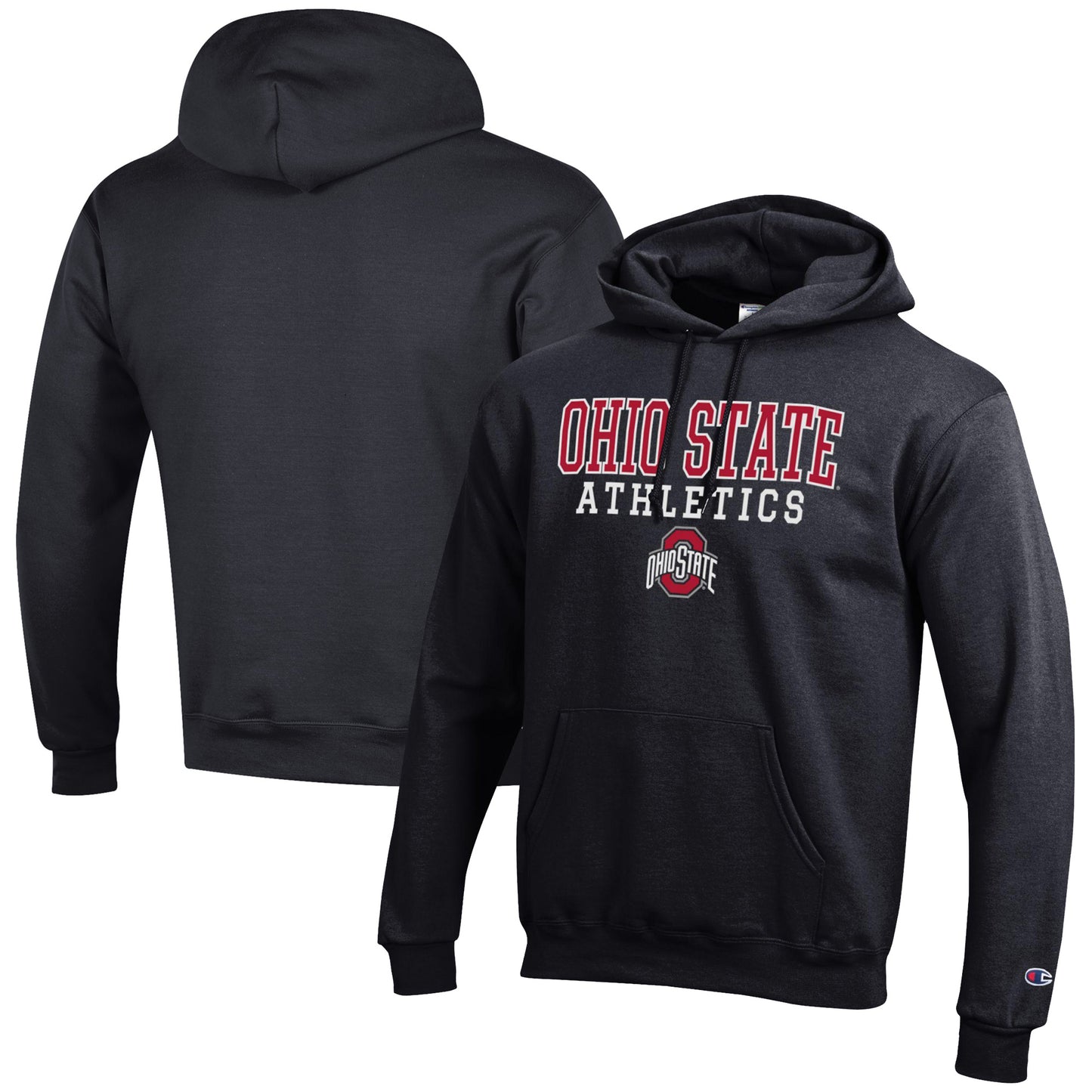 Men's Champion Black Ohio State Buckeyes Athletics Logo Stack Pullover Hoodie