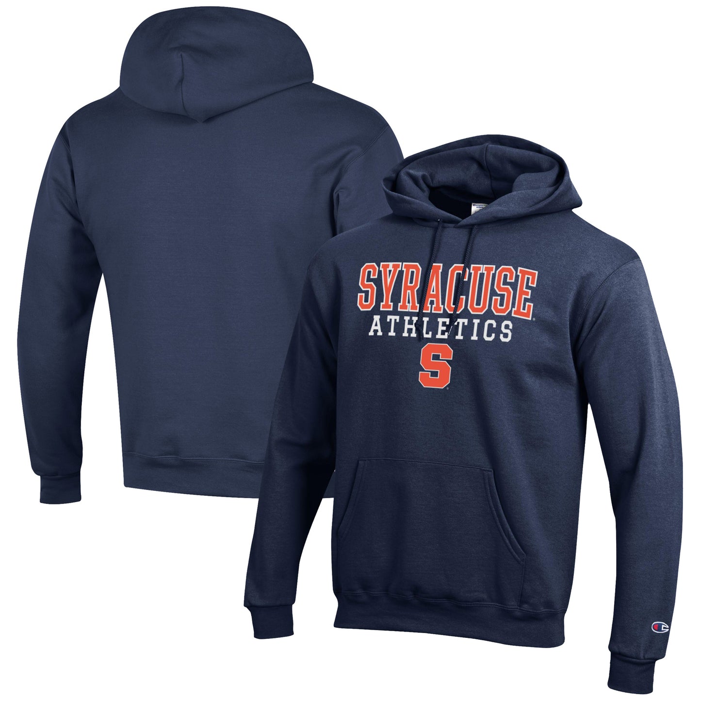 Men's Champion Navy Syracuse Orange Athletics Logo Stack Pullover Hoodie