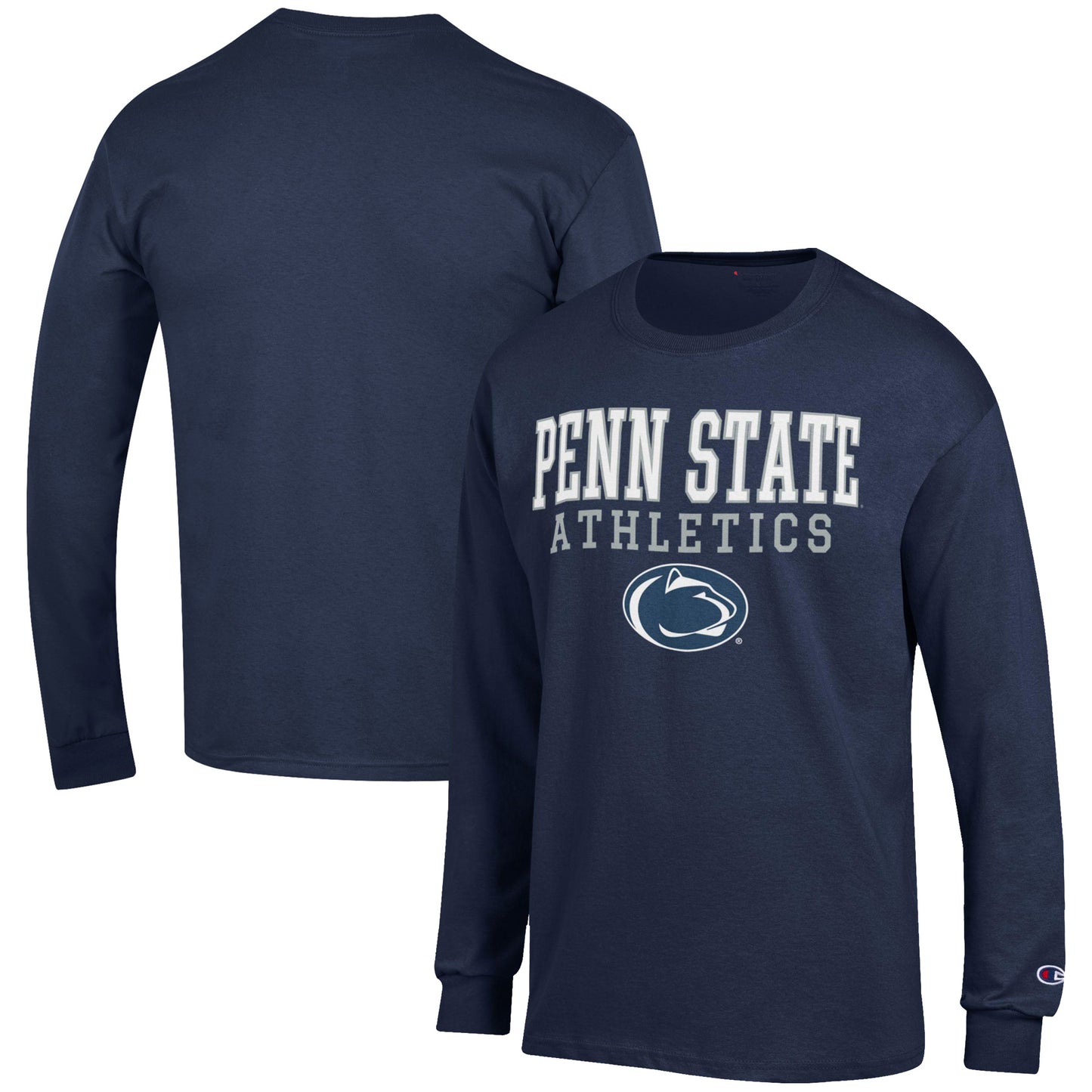 Men's Champion Navy Penn State Nittany Lions Athletics Logo Stack Long Sleeve T-Shirt