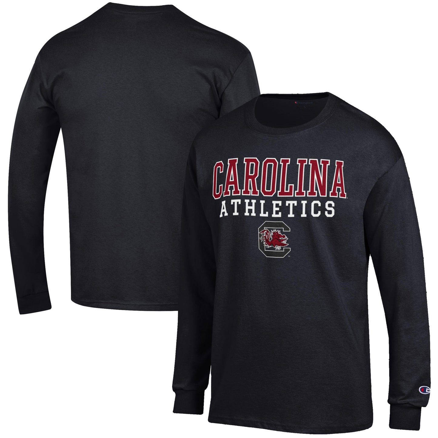 Men's Champion Black South Carolina Gamecocks Athletics Logo Stack Long Sleeve T-Shirt