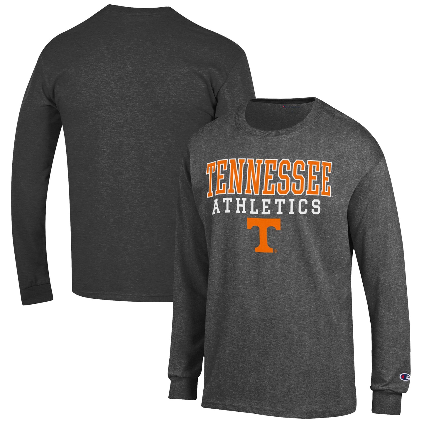 Men's Champion Charcoal Tennessee Volunteers Athletics Logo Stack Long Sleeve T-Shirt