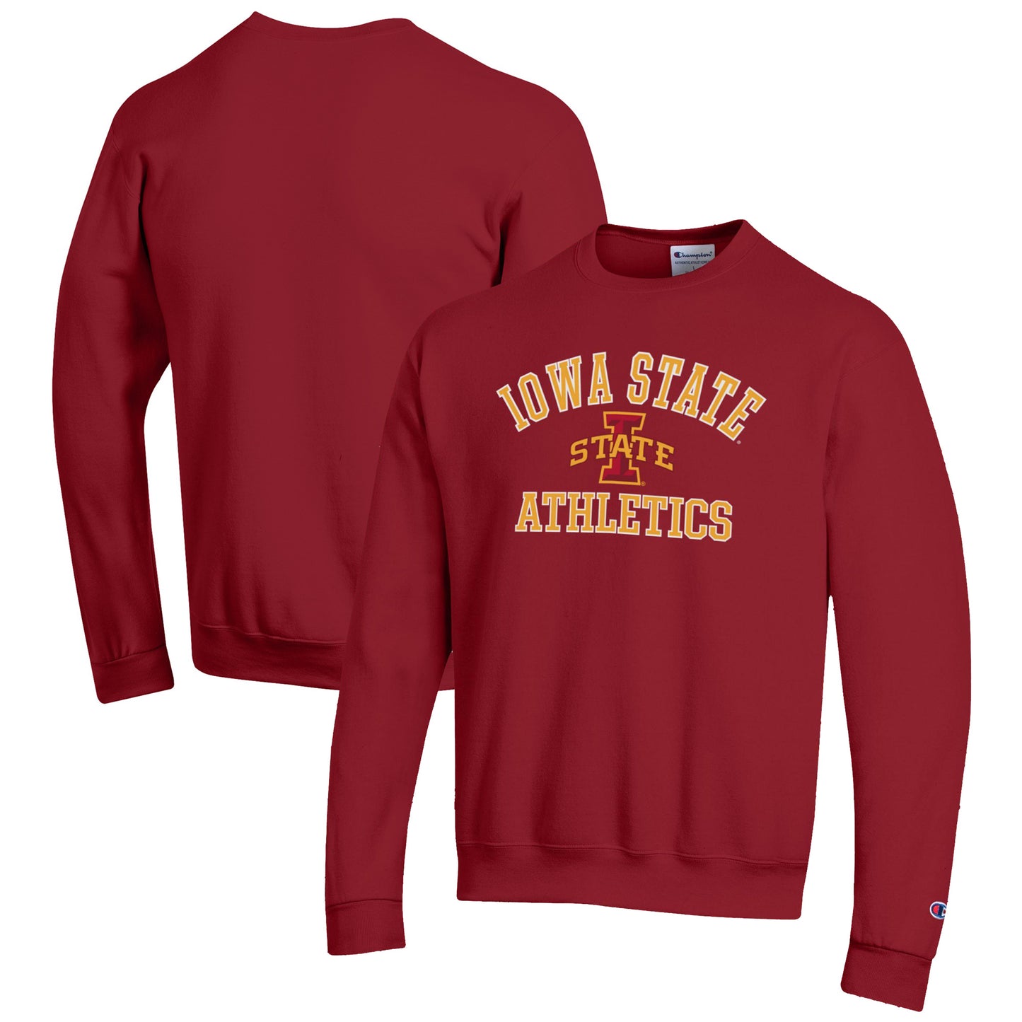 Men's Champion Cardinal Iowa State Cyclones Athletics Logo Pullover Sweatshirt