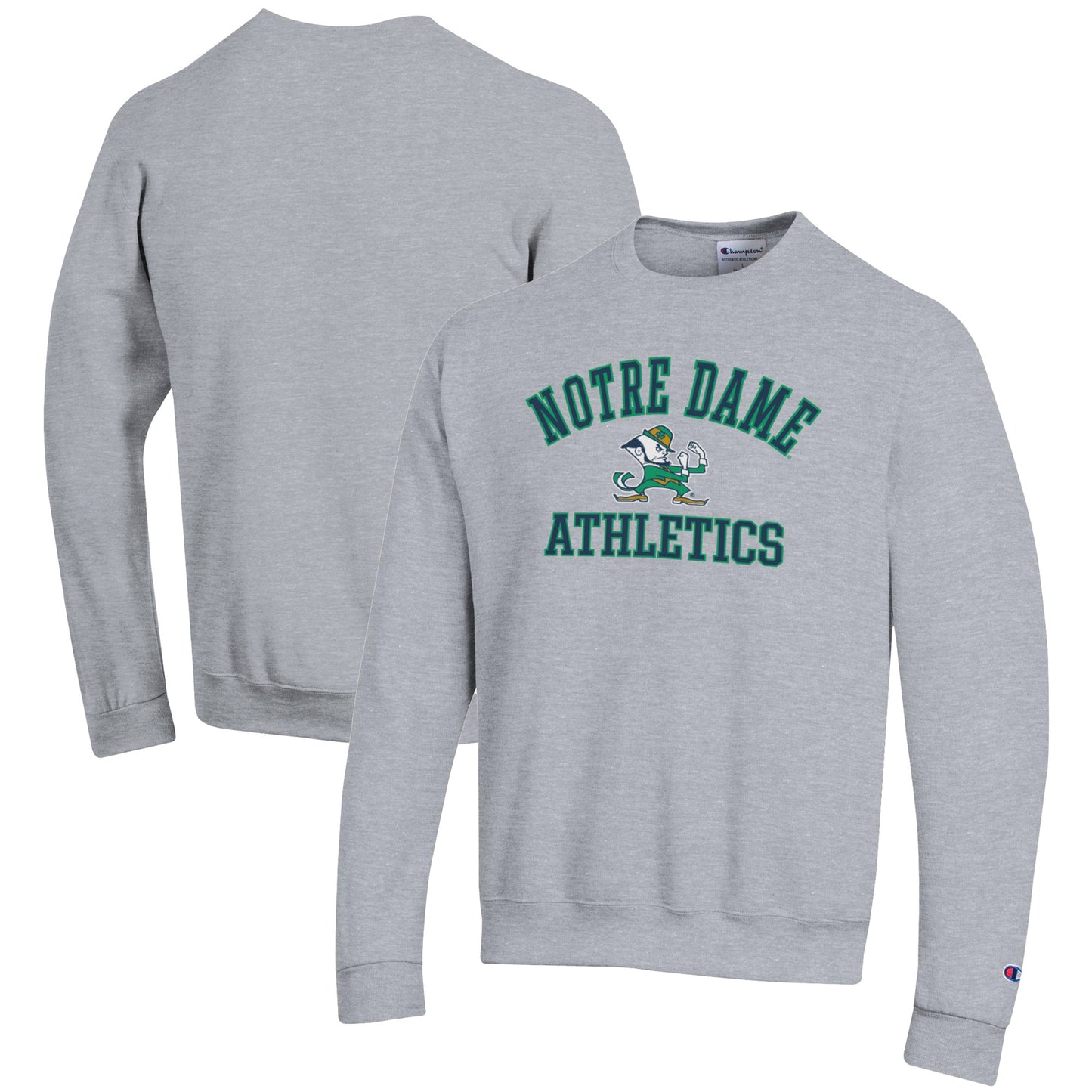 Men's Champion Gray Notre Dame Fighting Irish Athletics Logo Pullover Sweatshirt