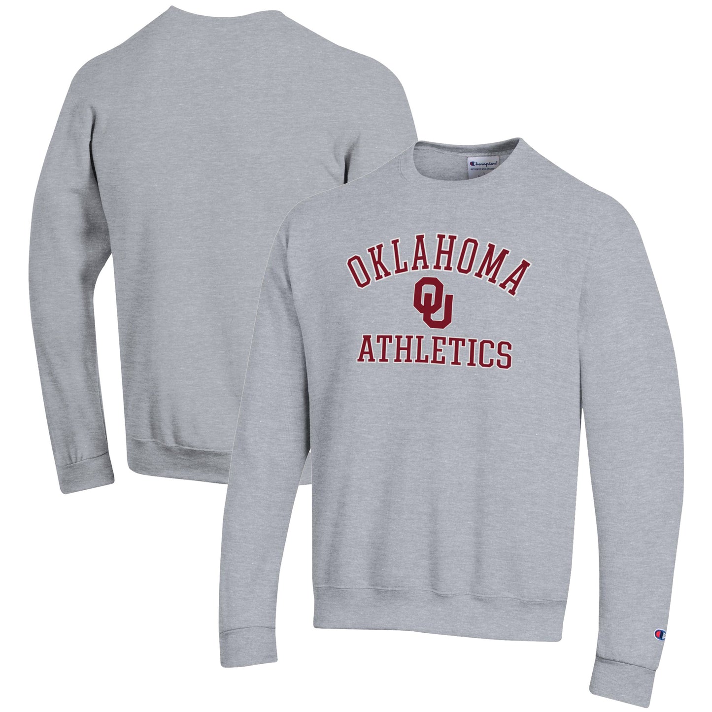 Men's Champion Gray Oklahoma Sooners Athletics Logo Pullover Sweatshirt