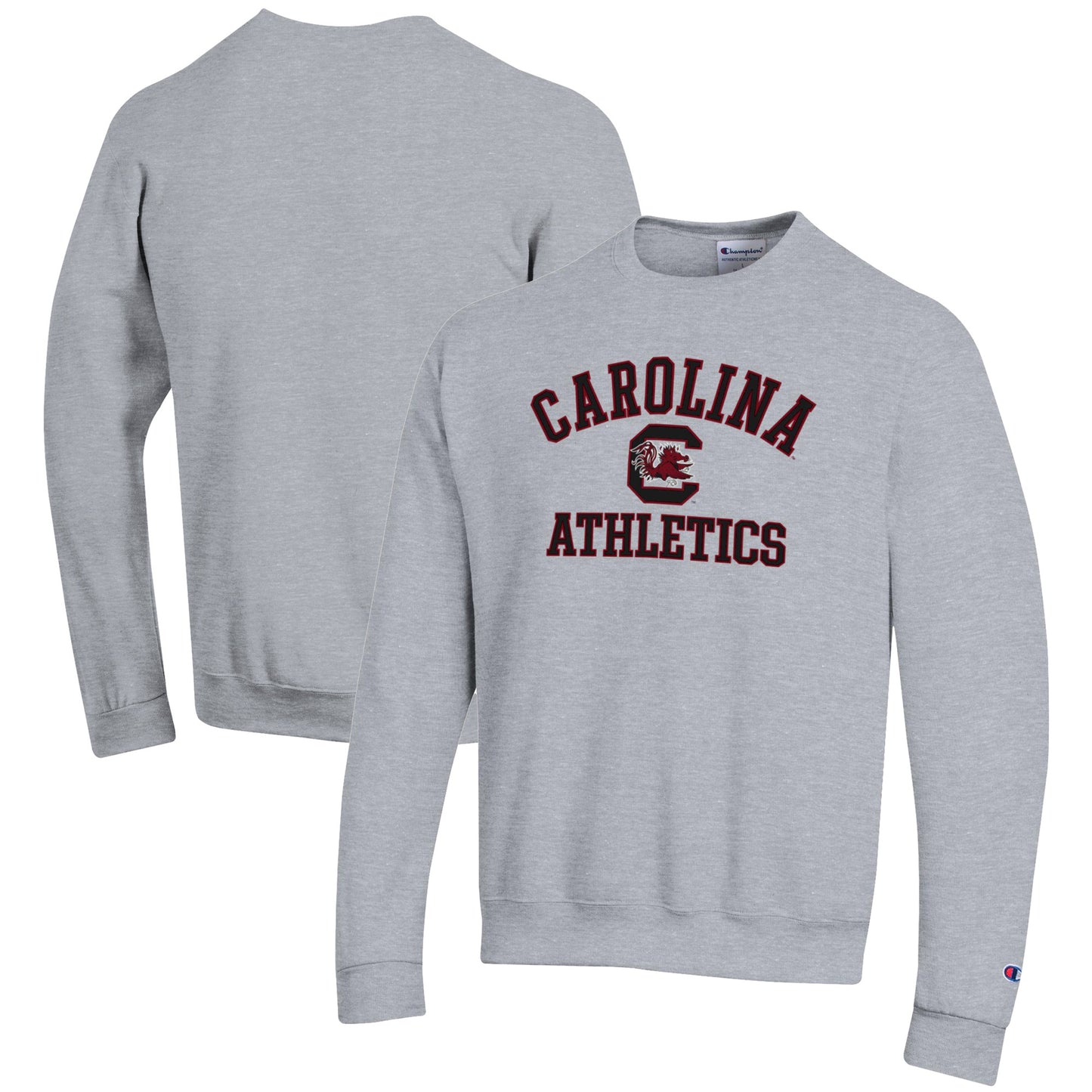Men's Champion Gray South Carolina Gamecocks Athletics Logo Pullover Sweatshirt