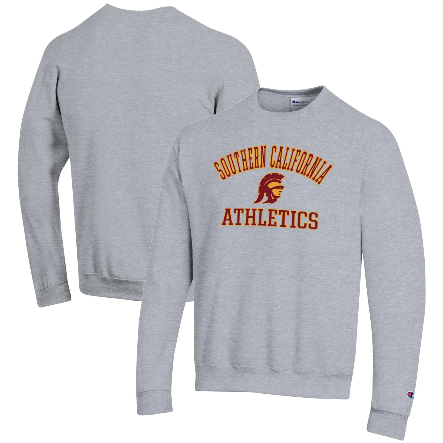 Men's Champion Gray USC Trojans Athletics Logo Pullover Sweatshirt