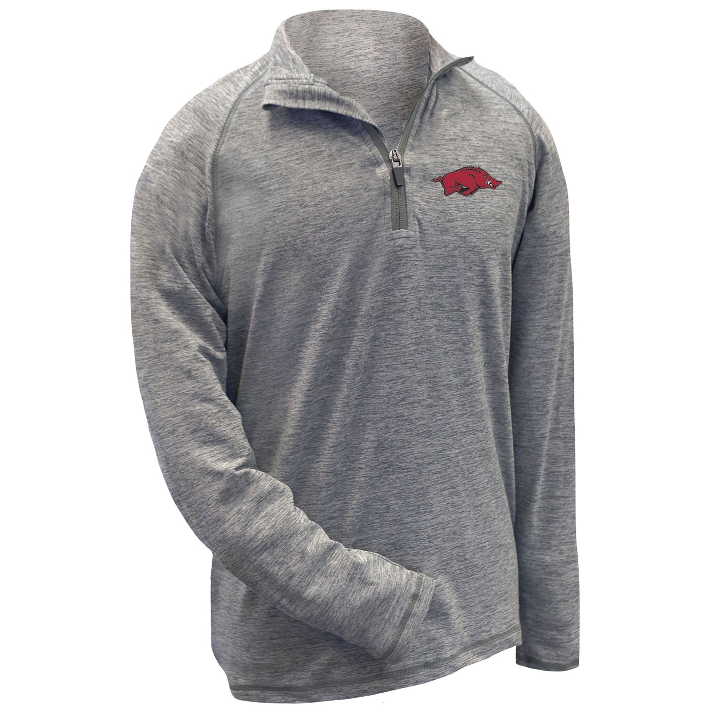 Youth Garb Gray Arkansas Razorbacks Matthew Raglan Quarter-Zip Top