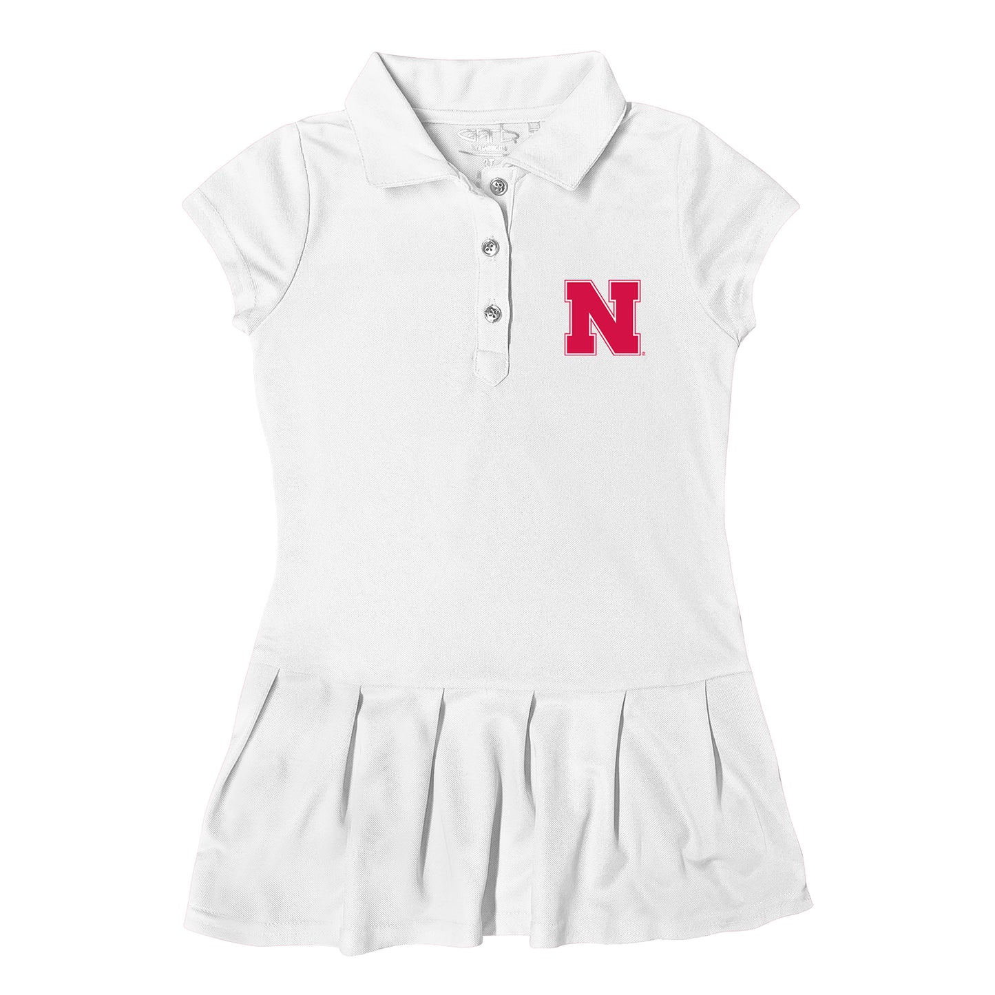 Girls Toddler Garb White Nebraska Huskers Caroline Cap Sleeve Polo Dress