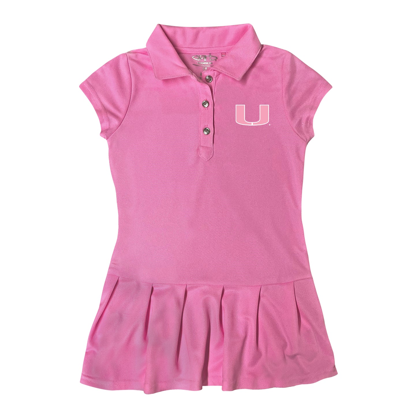 Girls Toddler Garb Pink Miami Hurricanes Caroline Cap Sleeve Polo Dress