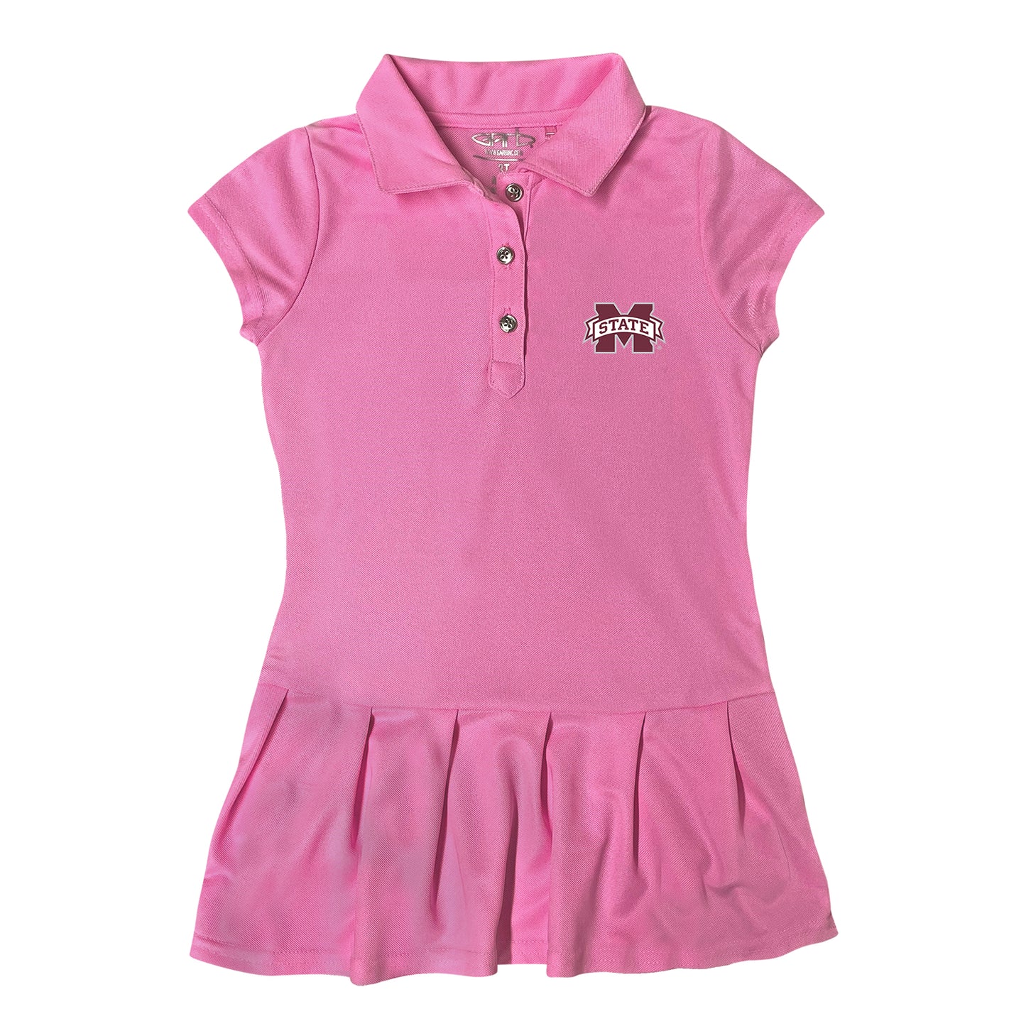 Girls Toddler Garb Pink Mississippi State Bulldogs Caroline Cap Sleeve Polo Dress