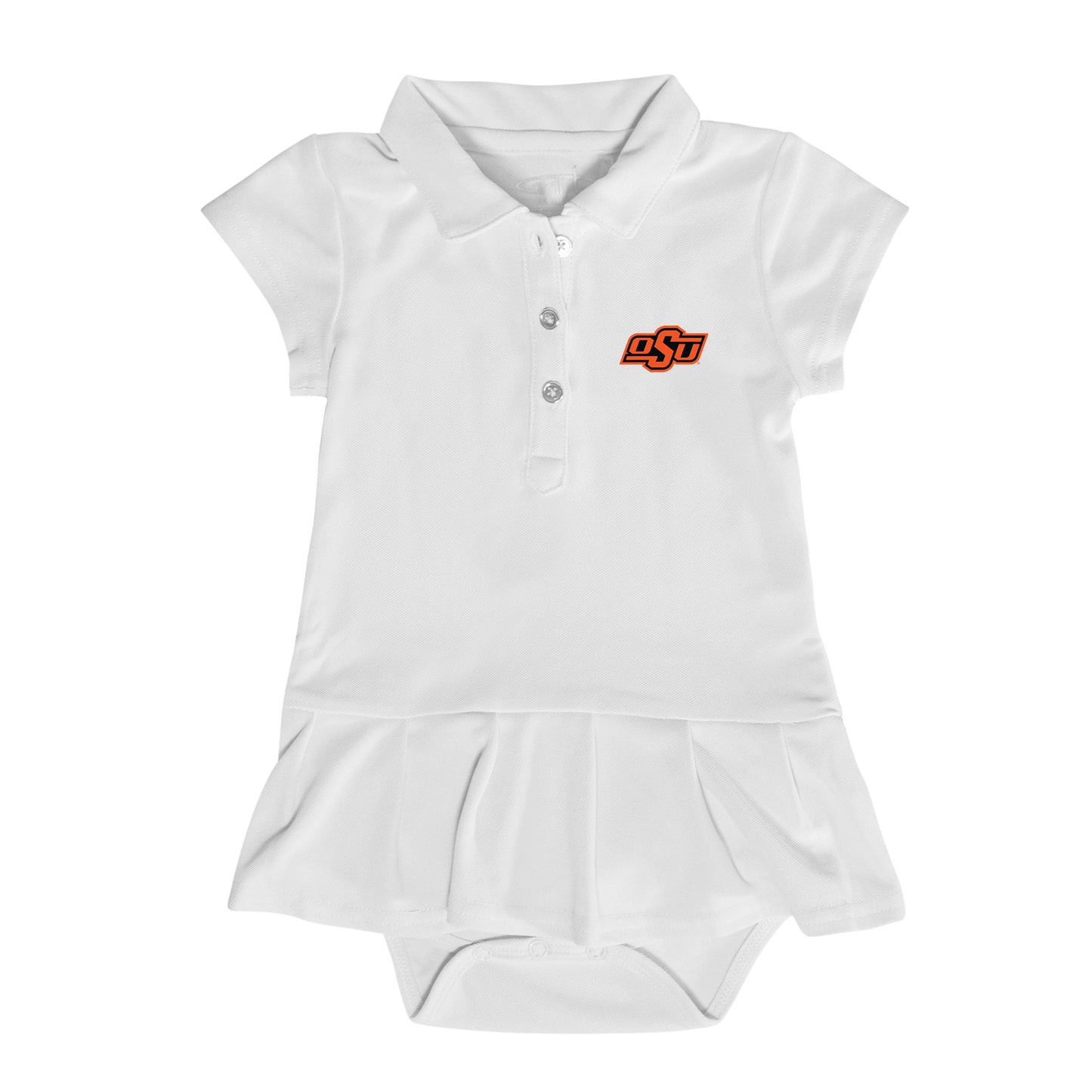 Girls Infant Garb White Oklahoma State Cowboys Caroline Cap Sleeve Polo Dress