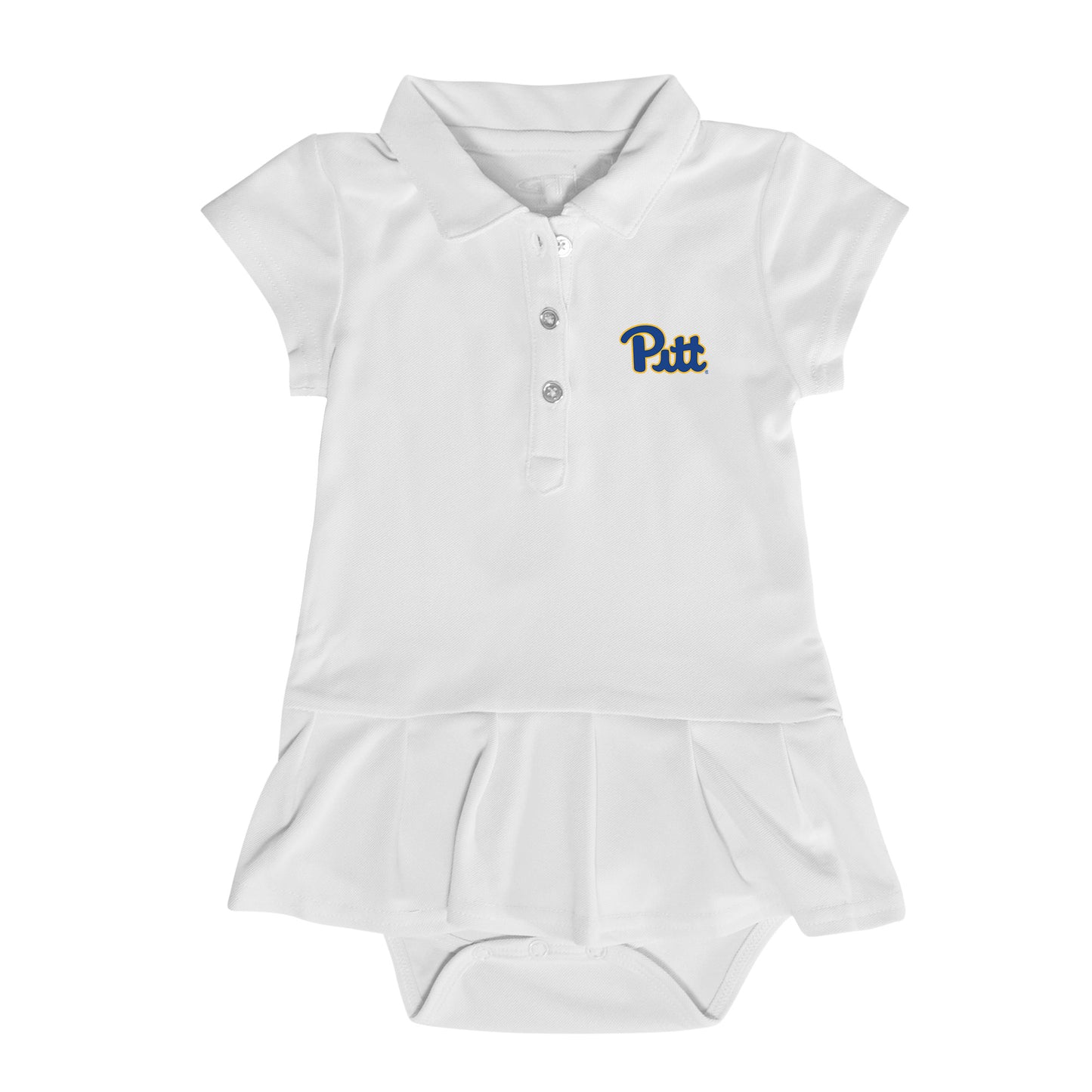 Girls Infant Garb White Pitt Panthers Caroline Cap Sleeve Polo Dress