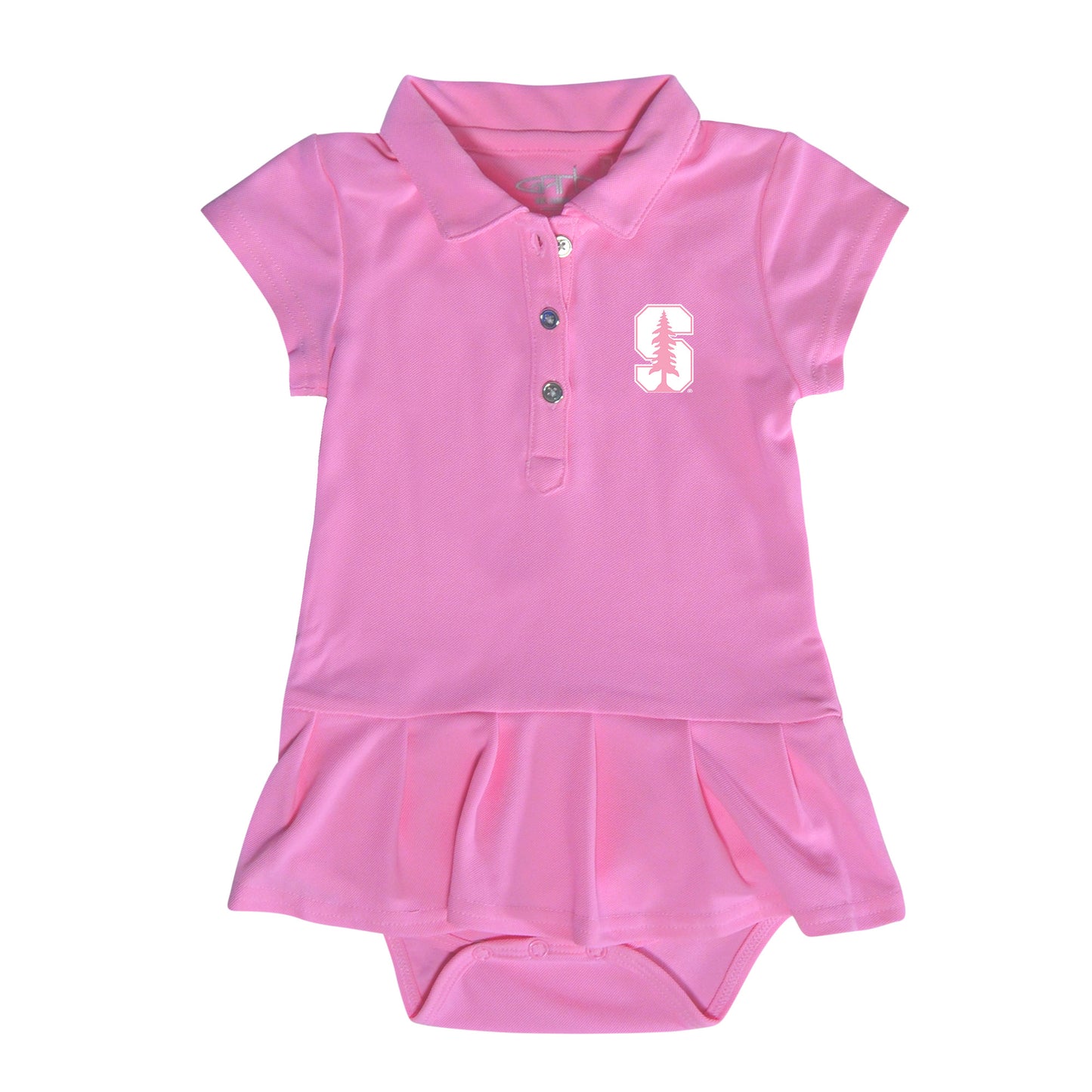 Girls Infant Garb Pink Stanford Cardinal Caroline Cap Sleeve Polo Dress