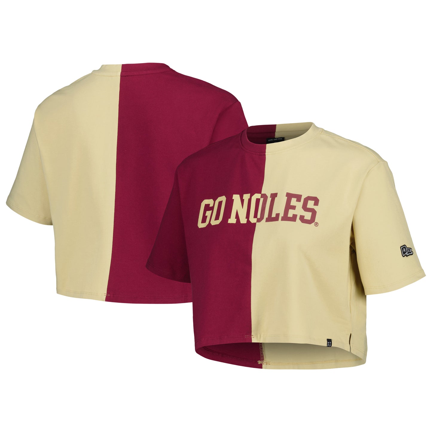 Women's Hype and Vice Garnet/Gold Florida State Seminoles Color Block Brandy Cropped T-Shirt