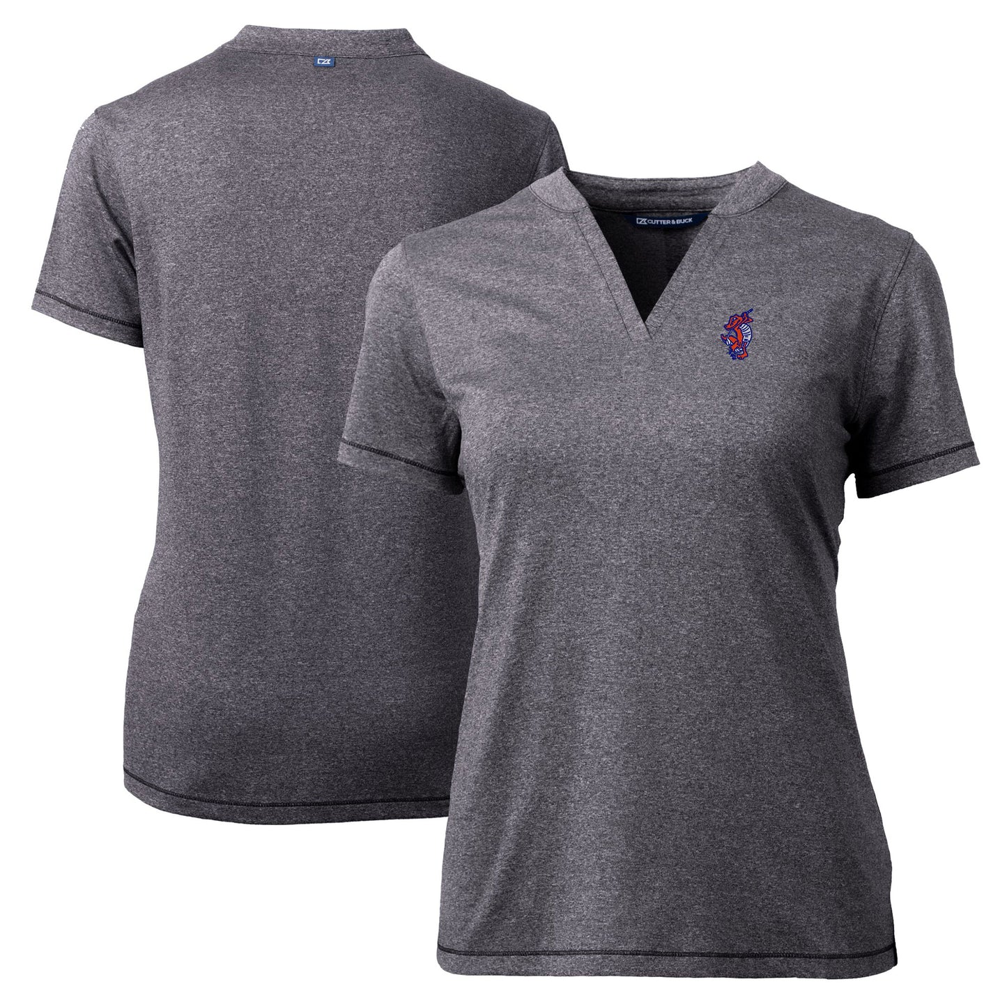 Women's Cutter & Buck Heather Charcoal Florida Gators Swinging Gator DryTec Forge Stretch V-Neck Blade Top