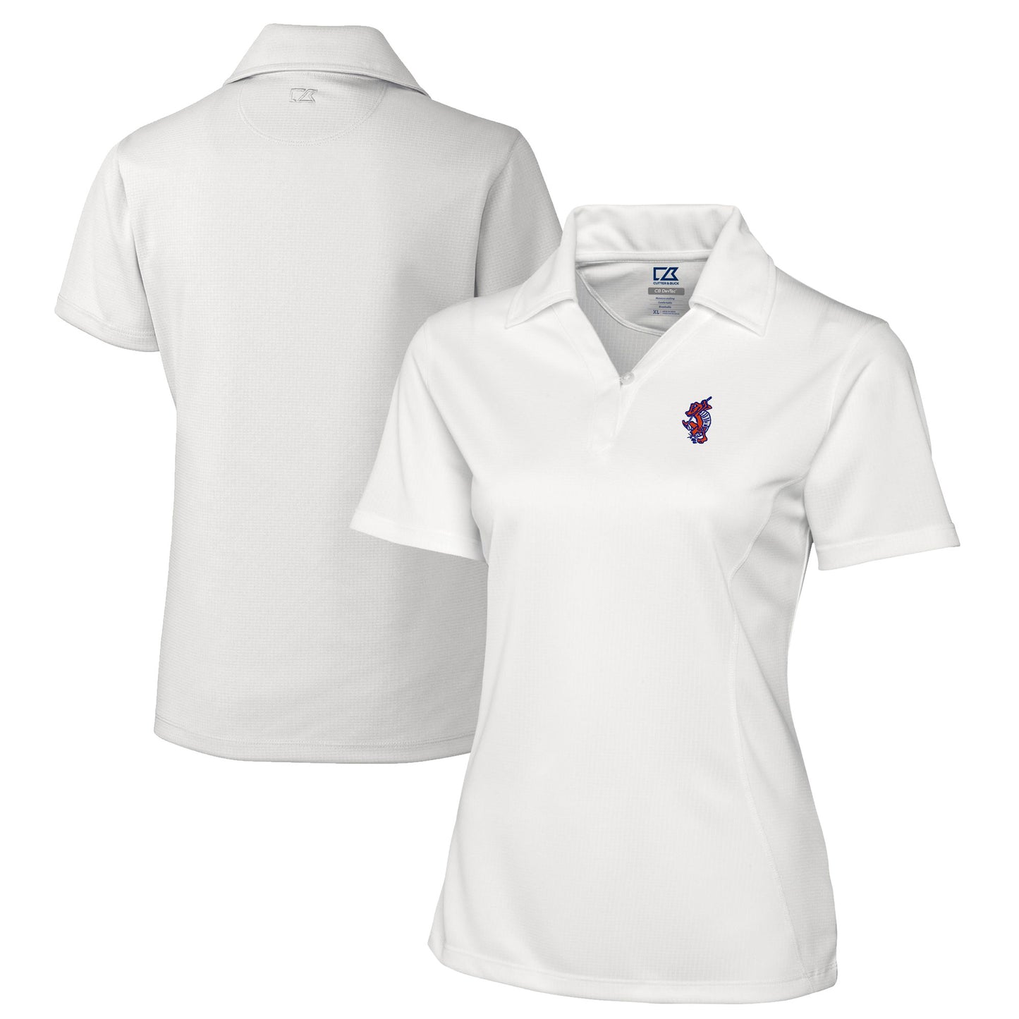 Women's Cutter & Buck White Florida Gators Swinging Gator DryTec Genre Textured Solid Polo