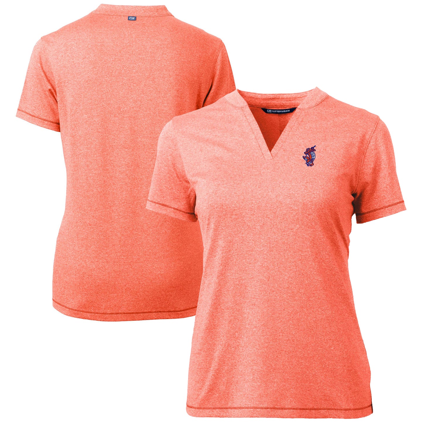 Women's Cutter & Buck Heather Orange Florida Gators Swinging Gator DryTec Forge Stretch V-Neck Blade Top