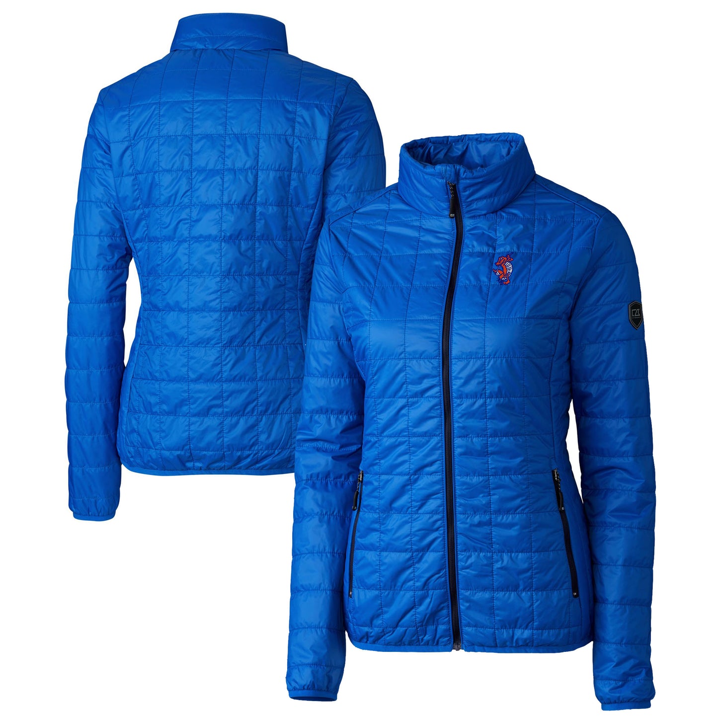 Women's Cutter & Buck Royal Florida Gators Swinging Gator Rainier PrimaLoft Eco Insulated Full-Zip Puffer Jacket
