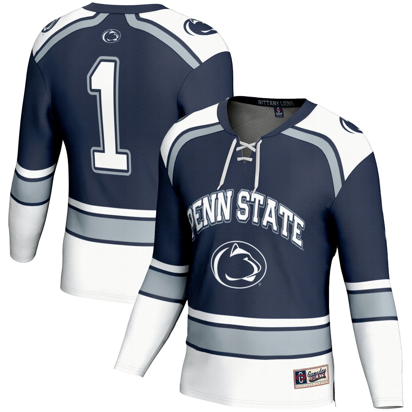 Men's GameDay Greats #1 Navy Penn State Nittany Lions Hockey Jersey