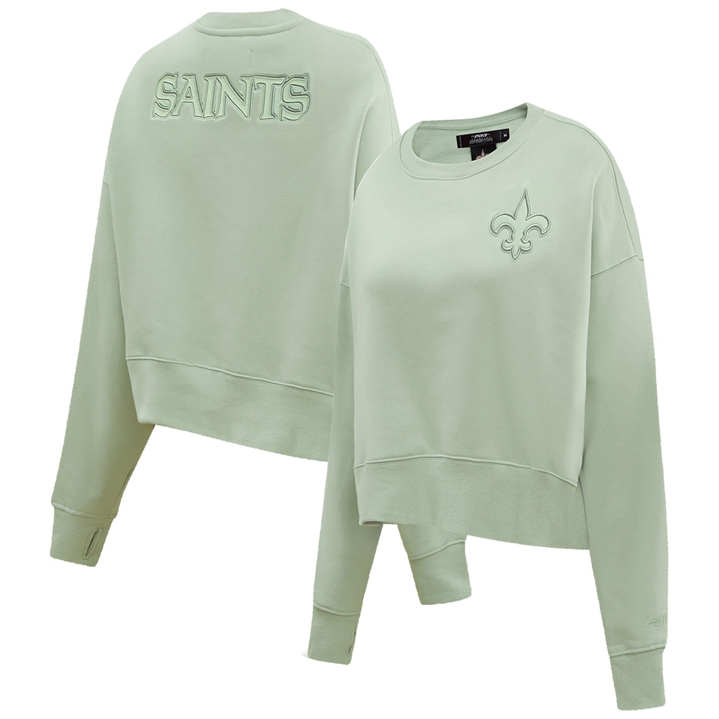 Women's Pro Standard Light Green New Orleans Saints Neutral Pullover Sweatshirt