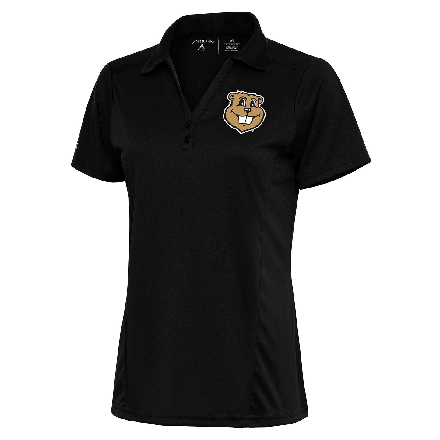 Women's Antigua Black Minnesota Golden Gophers Goldy Tribute Polo