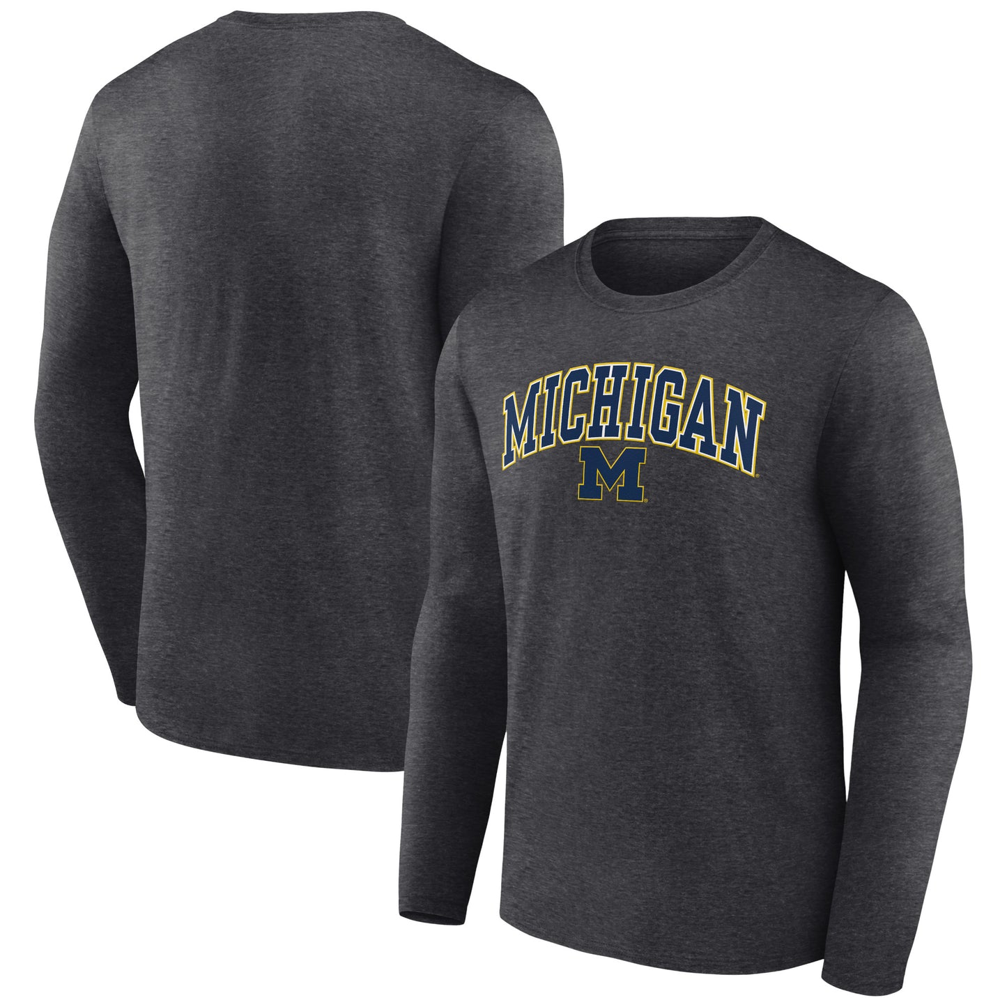 Men's Charcoal Michigan Wolverines Campus Long Sleeve T-Shirt