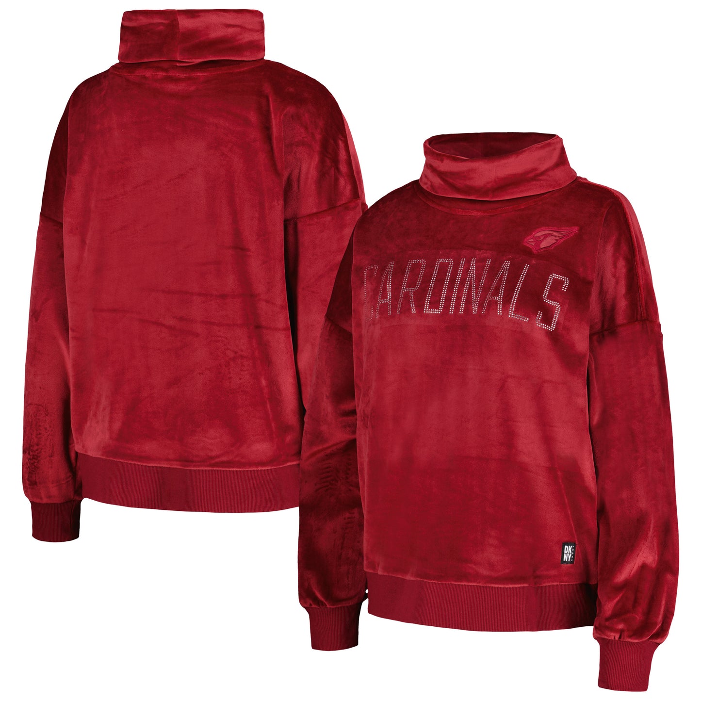 Women's DKNY Sport Cardinal Arizona Cardinals Deliliah Rhinestone Funnel Neck Pullover Sweatshirt